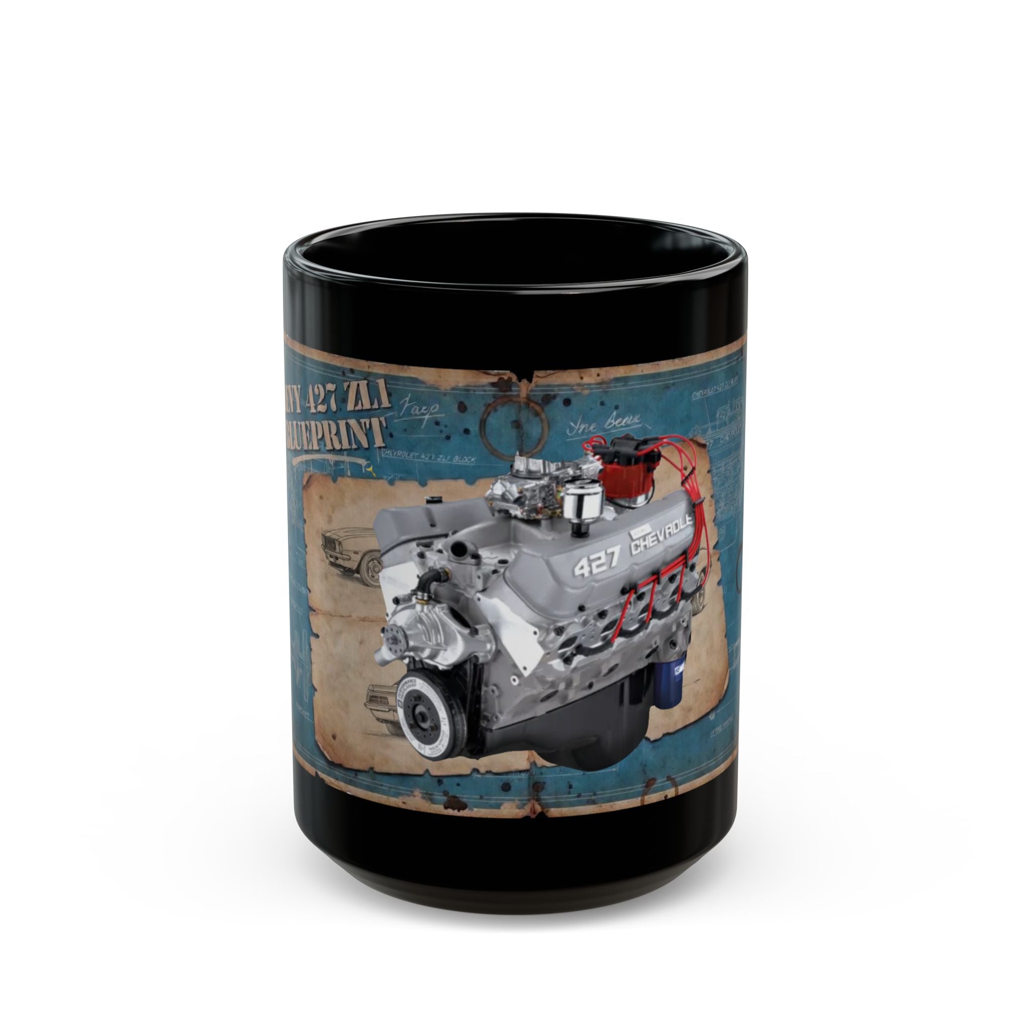 1970 Chevy 427 ZL1 engine blueprint coffee mug
