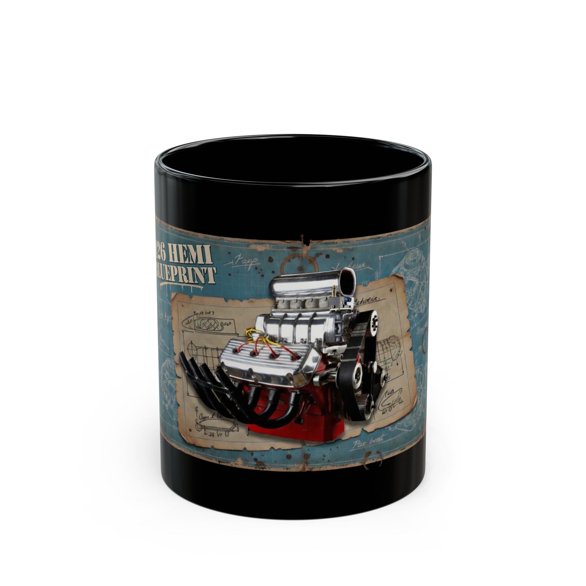 426 HEMI Engine Blueprint Black Mug