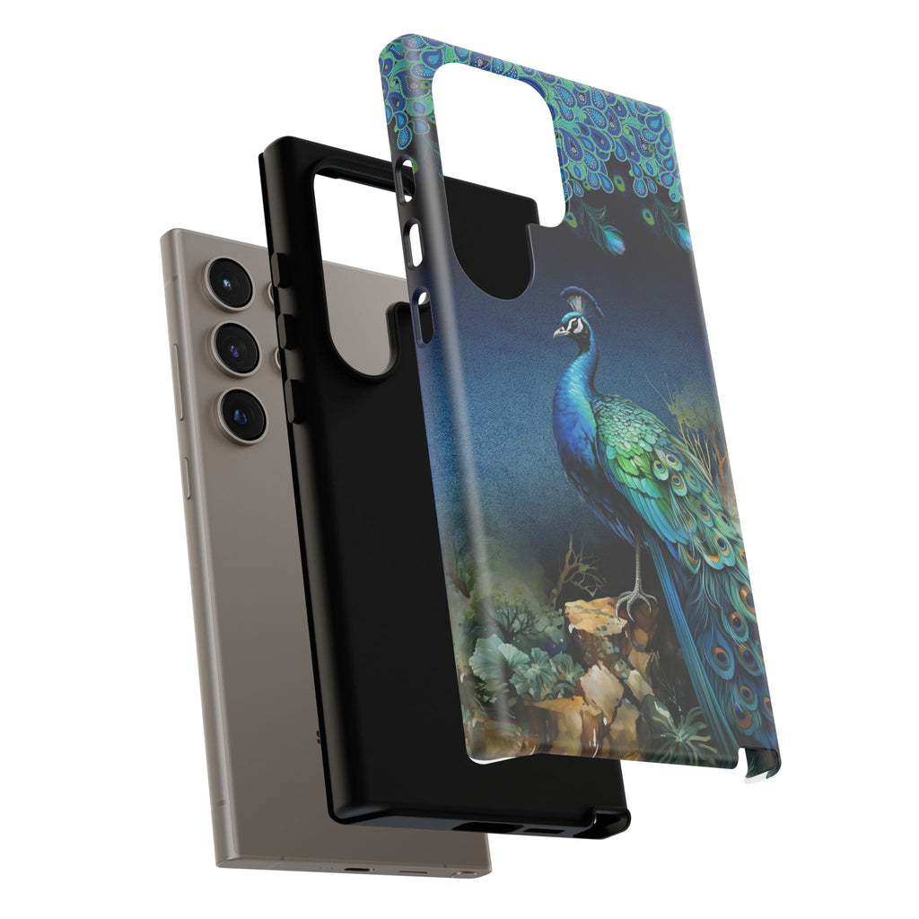 Peacock Art Phone Case – Samsung S24 Ultra Vintage Blue Bird Tough Case