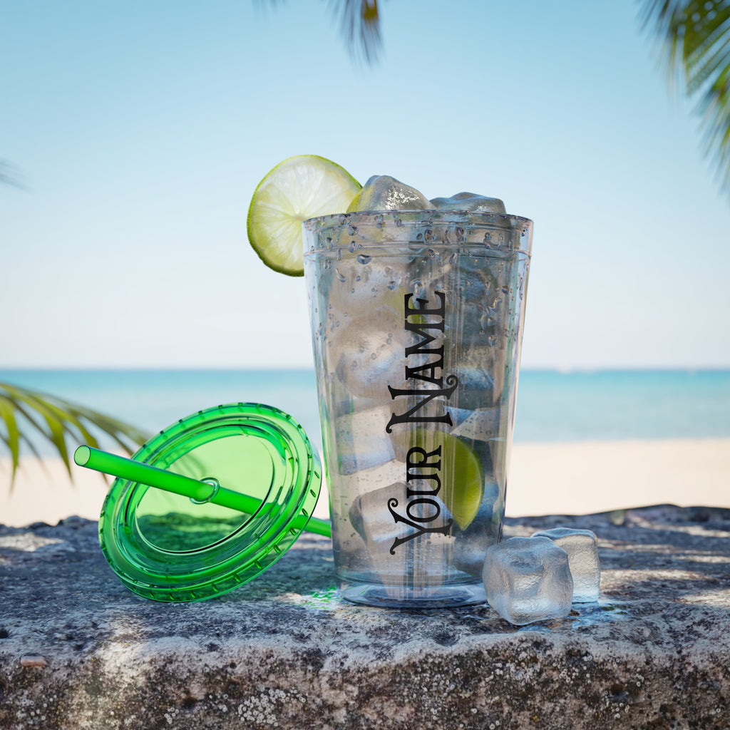 Personalized Sunsplash 16oz Clear Tumbler with Straw – Perfect for Any Drink