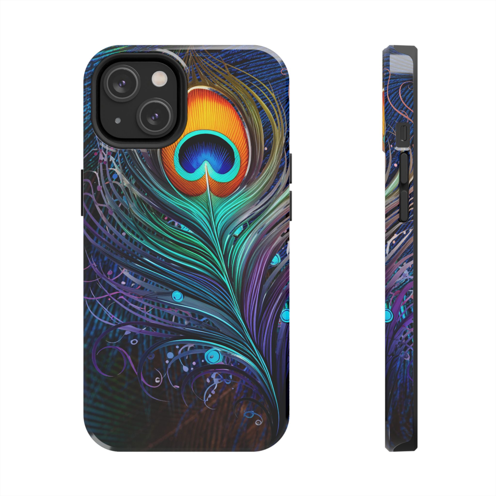 Vibrant Peacock Phone Case, Artistic Tough Phone Case, Unique Phone Cover for Her, Colorful Gift, Boho Style Accessories