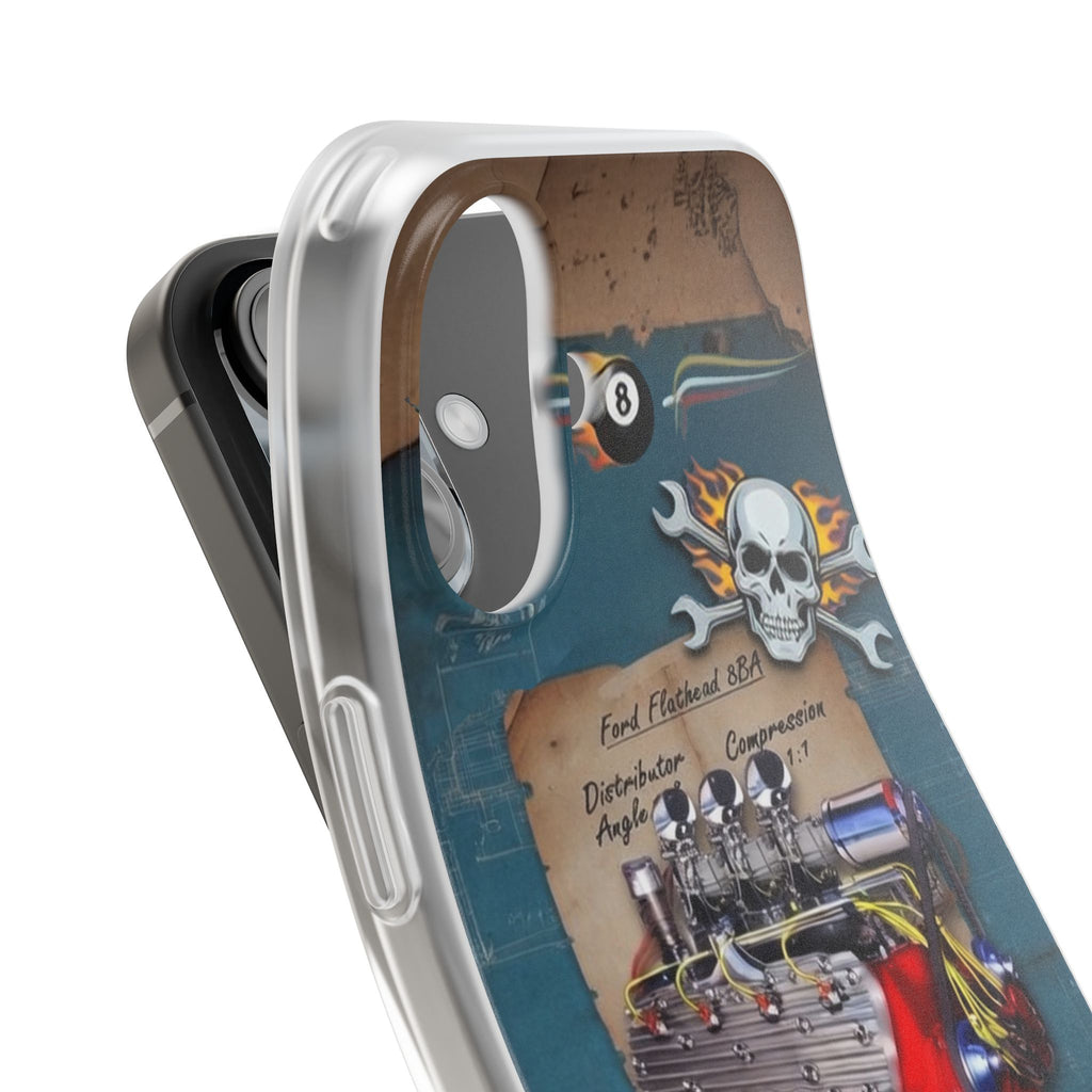 Vintage Hot Rod Engine Phone Case — Ford Flathead Blueprint Design