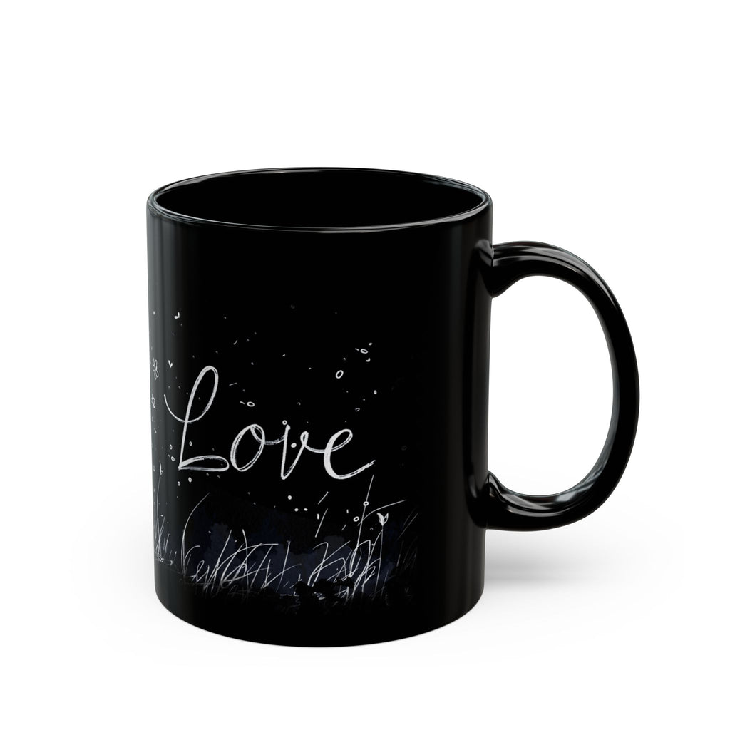 Love Heart Balloon Sketch mug | Black Ceramic Mug