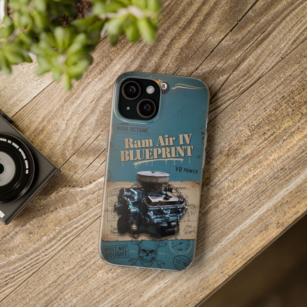 Pontiac Ram Air IV Blueprint Phone Case — Vintage V8 Engine Design