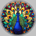 Colorful Peacock Stained Glass Crystal Ornament
