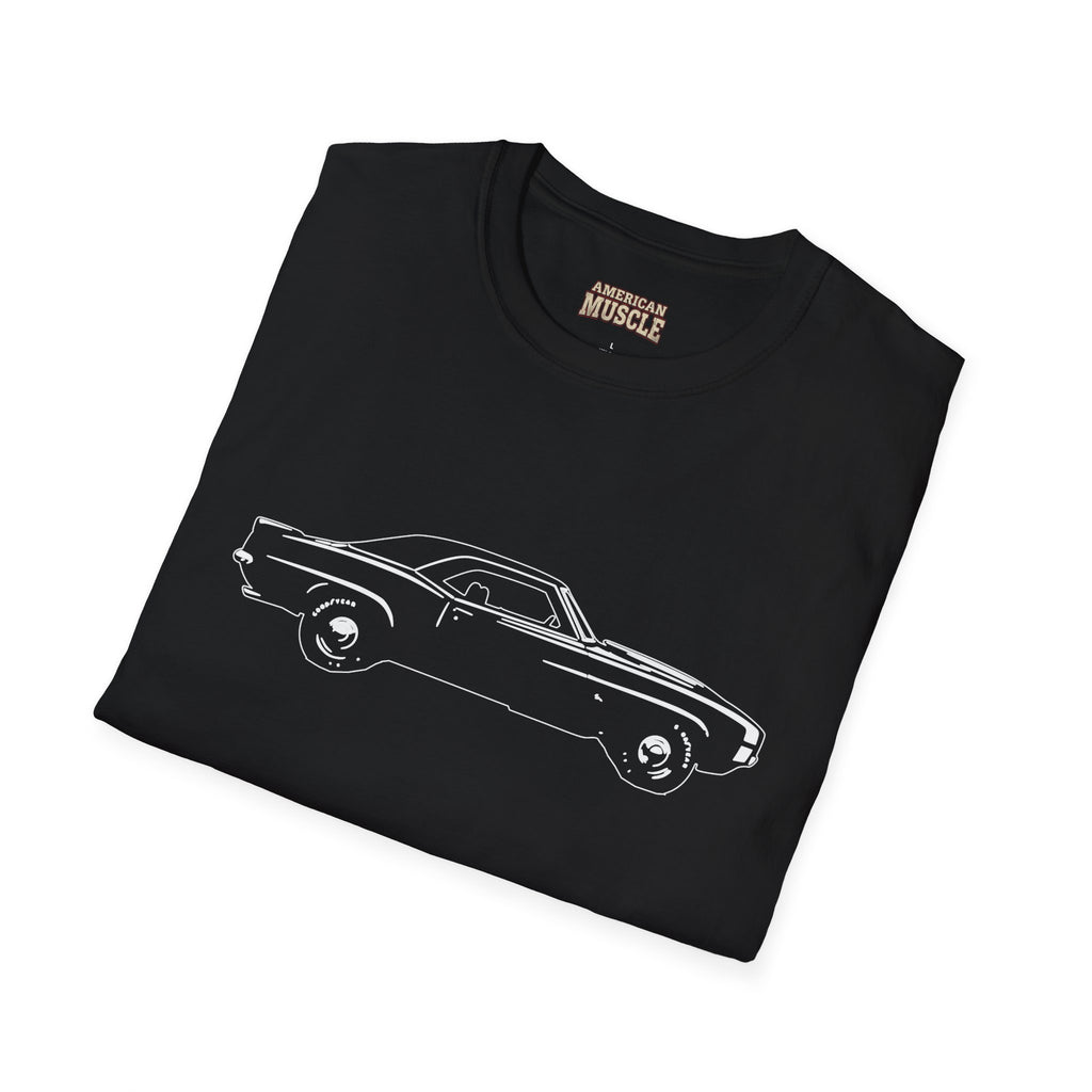 Classic Muscle Car Tee – Minimal Vintage Camaro Outline Graphic T-Shirt