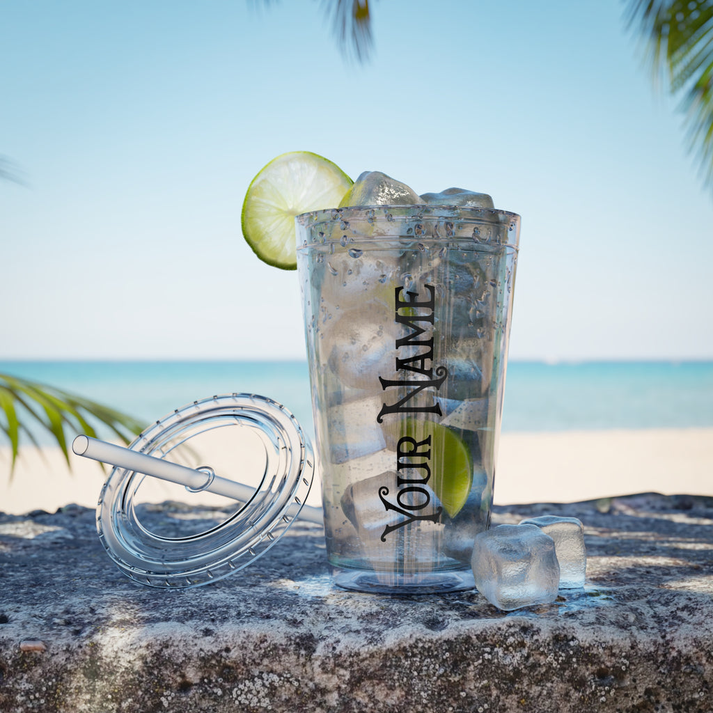 Personalized Sunsplash 16oz Clear Tumbler with Straw – Perfect for Any Drink