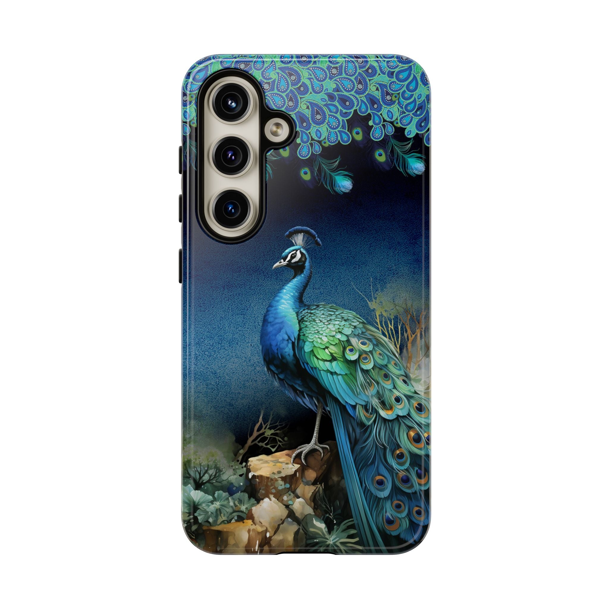 Peacock Art Phone Case – Vintage Blue Bird Tough Case