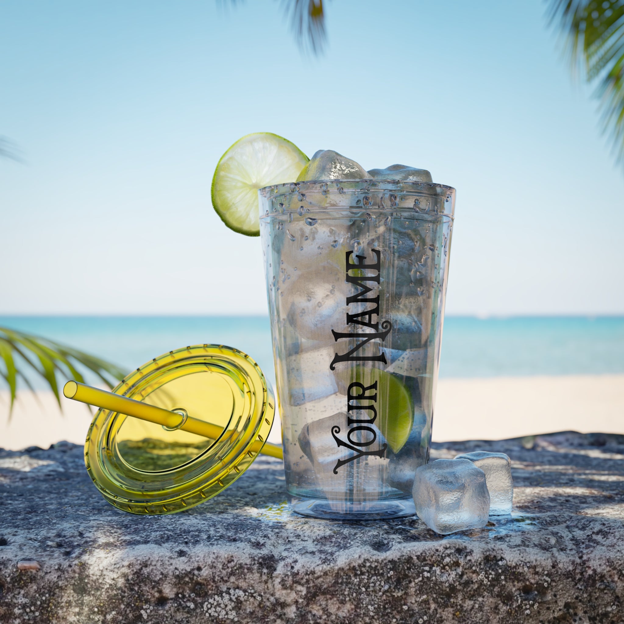 Personalized Sunsplash 16oz Clear Tumbler with Straw – Perfect for Any Drink