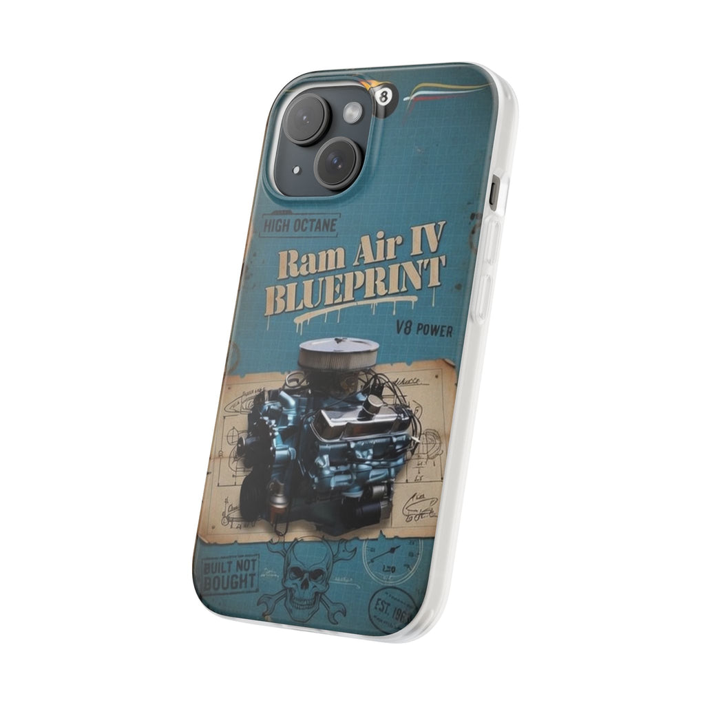 Pontiac Ram Air IV Blueprint Phone Case — Vintage V8 Engine Design