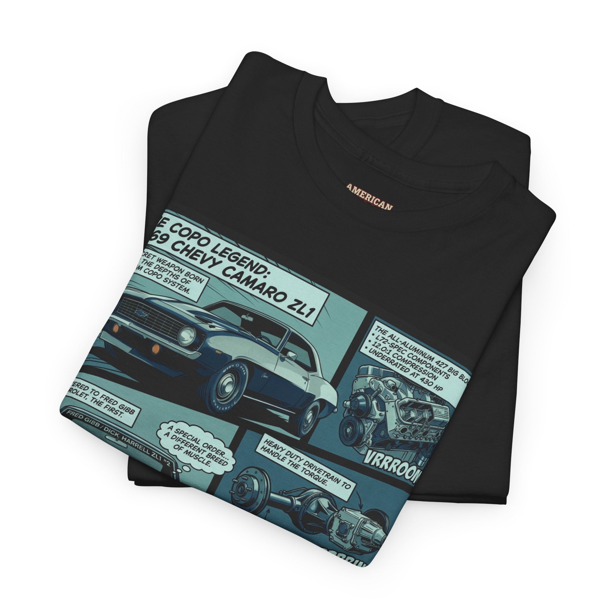 Classic Muscle Car Comic Tee — Vintage Camaro Panels Graphic T‑Shirt