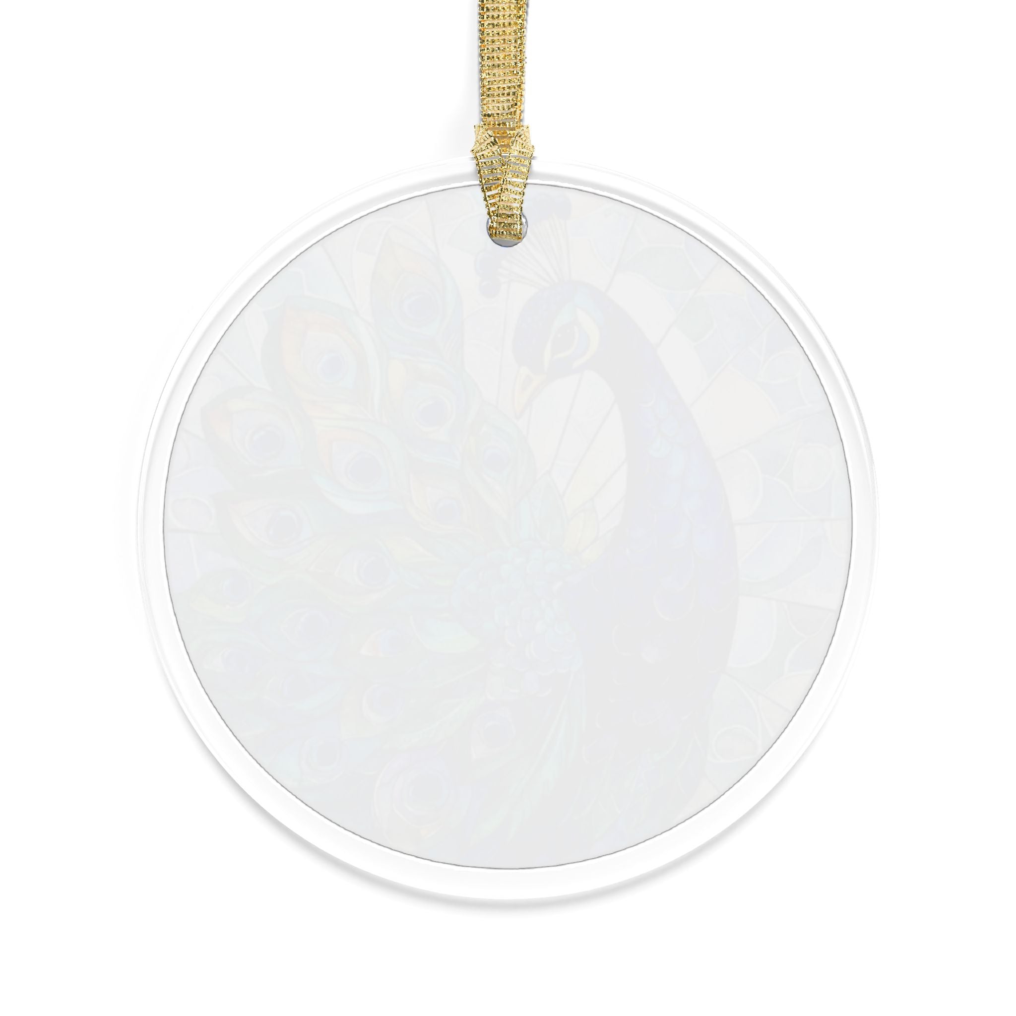 Peacock Feather Ornament | Round Bird Art Ornament