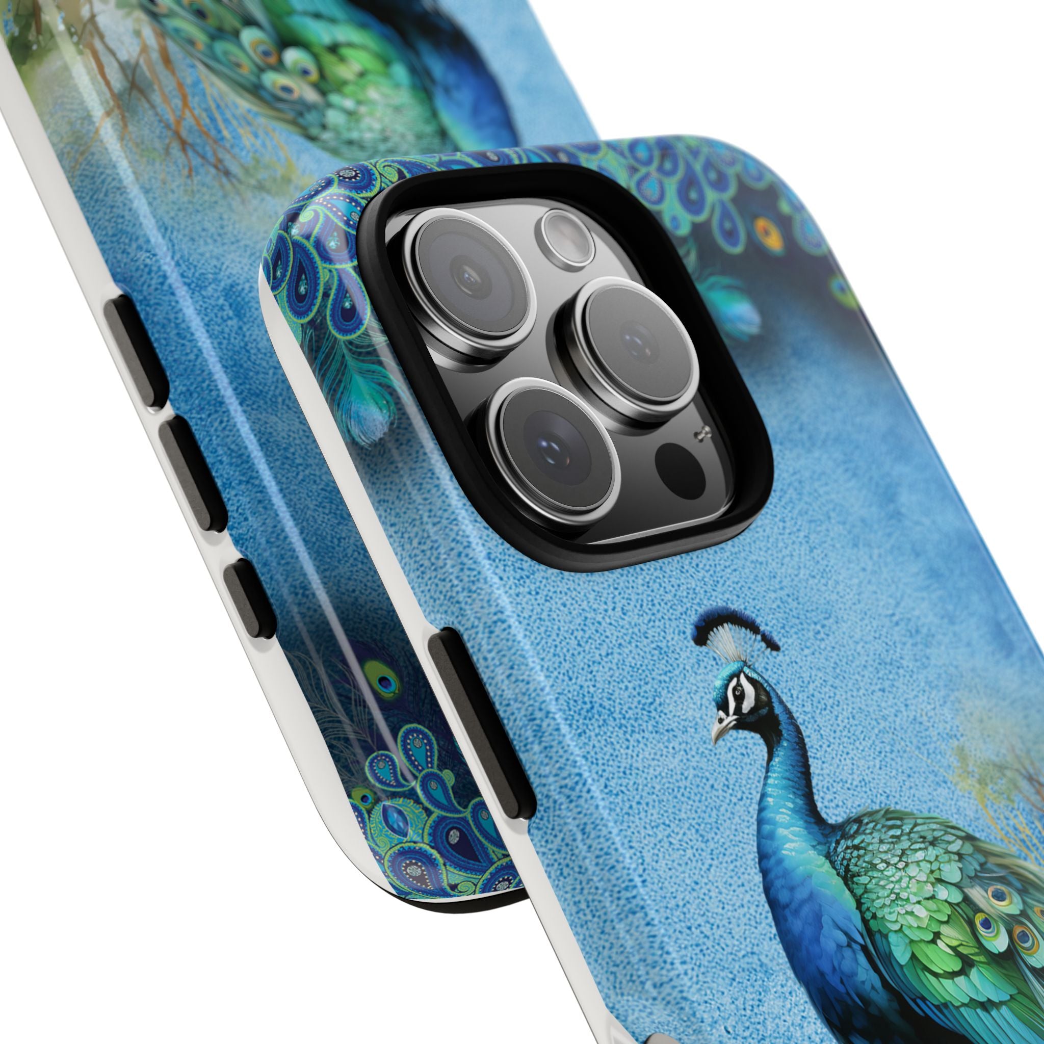 Peacock Art Phone Case – Vintage Blue Bird Tough Case