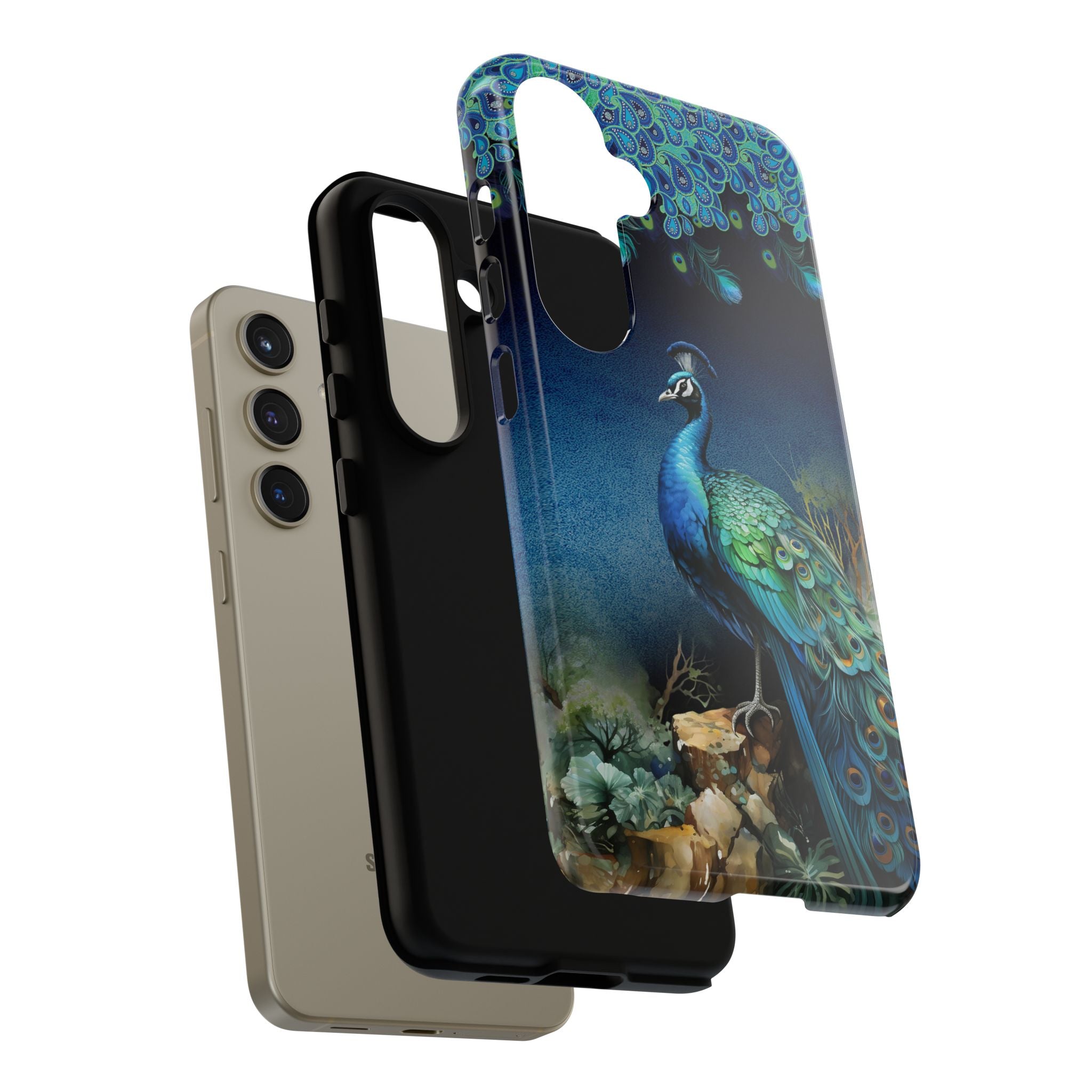 Peacock Art Phone Case – Vintage Blue Bird Tough Case