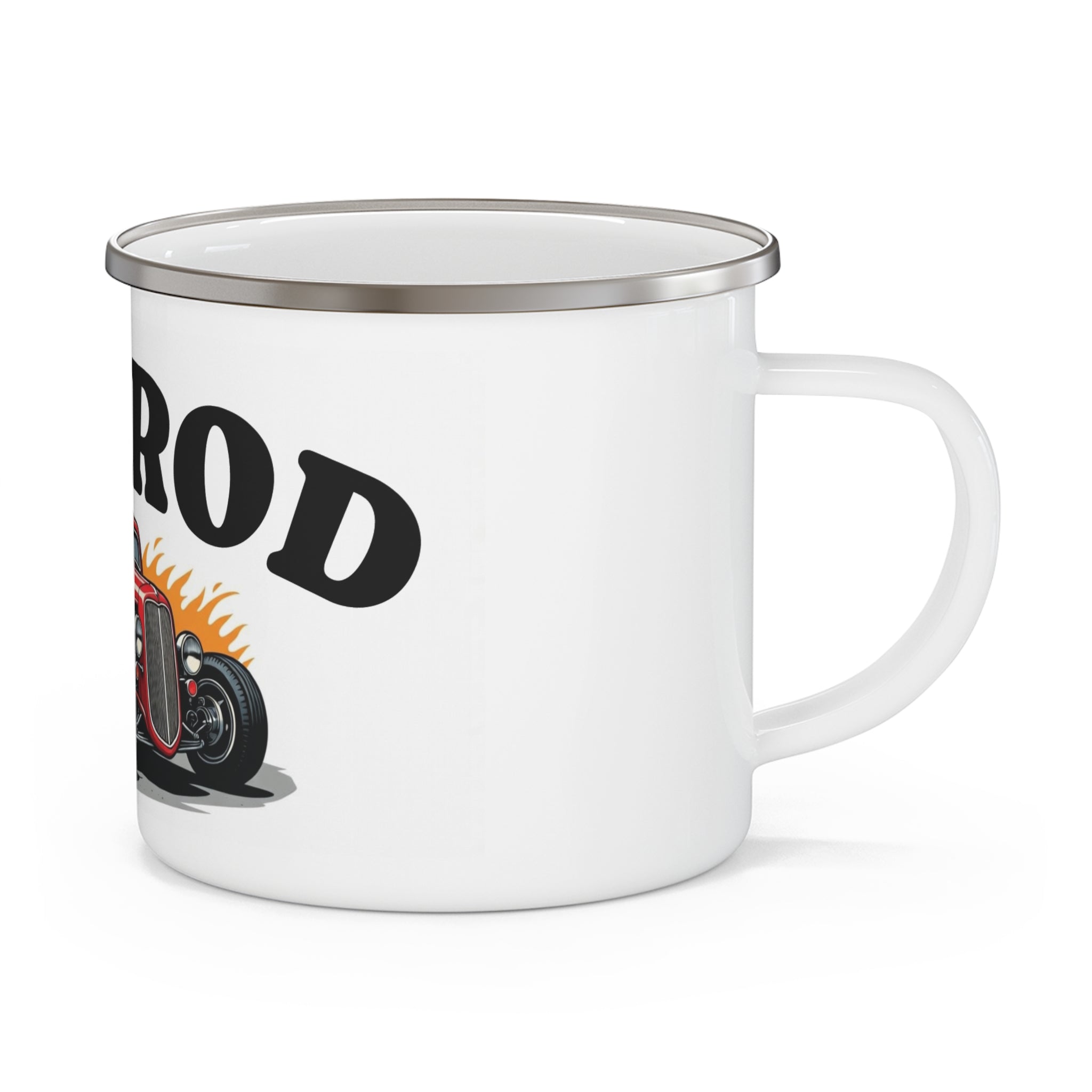 Hot Rod Enamel Camping Mug — Retro Red Classic Car perfect for Father's Day!