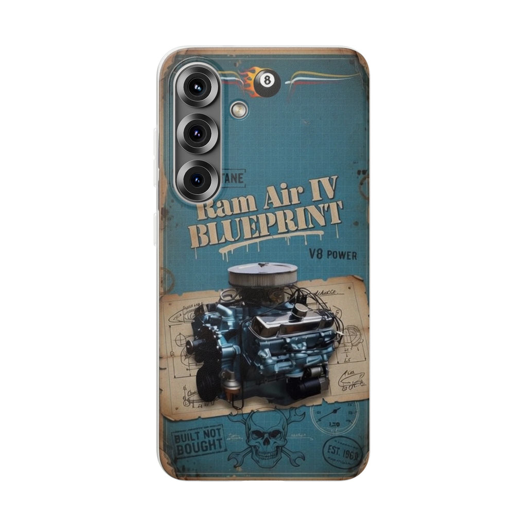 Pontiac Ram Air IV Blueprint Phone Case — Vintage V8 Engine Design