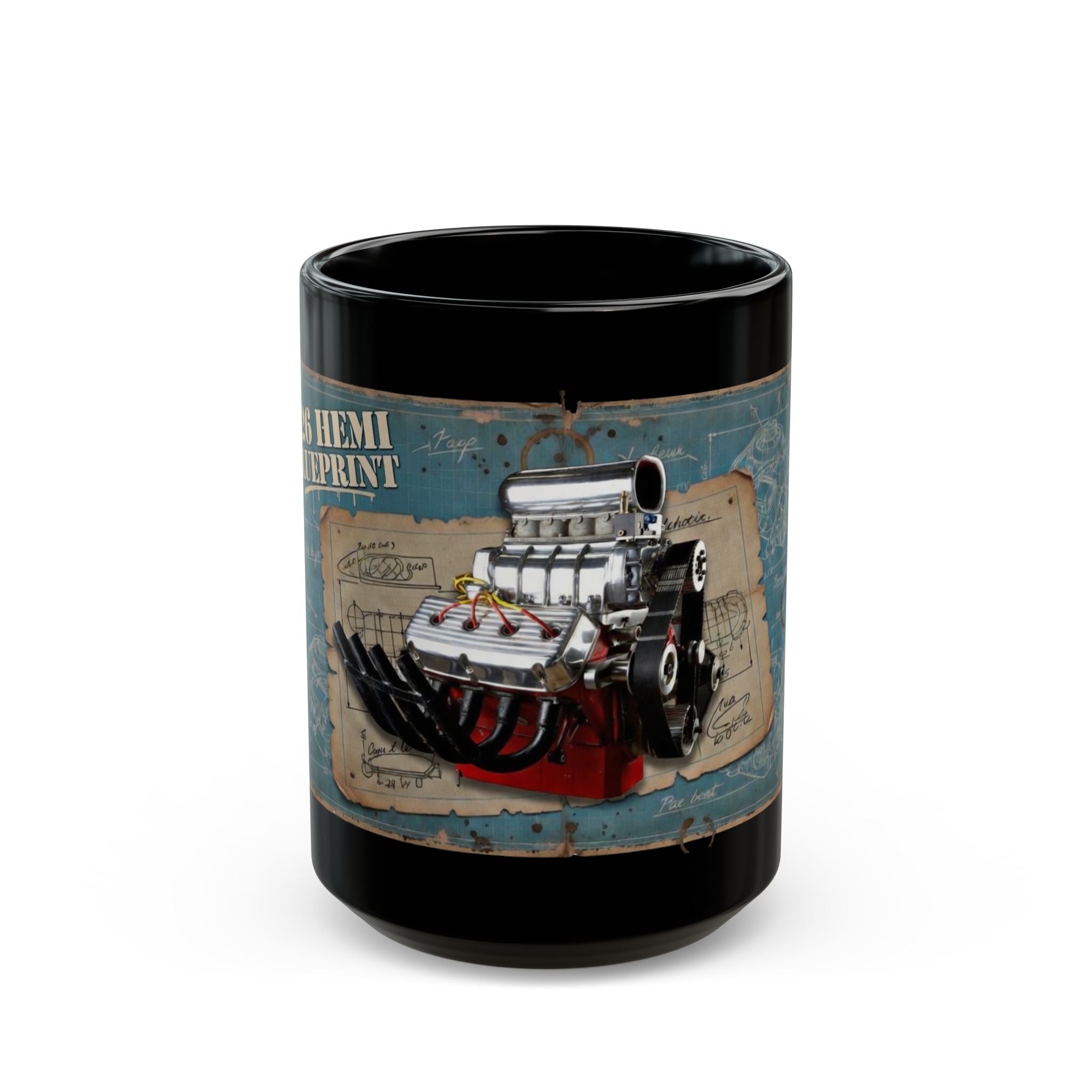 426 HEMI Engine Blueprint Black Mug