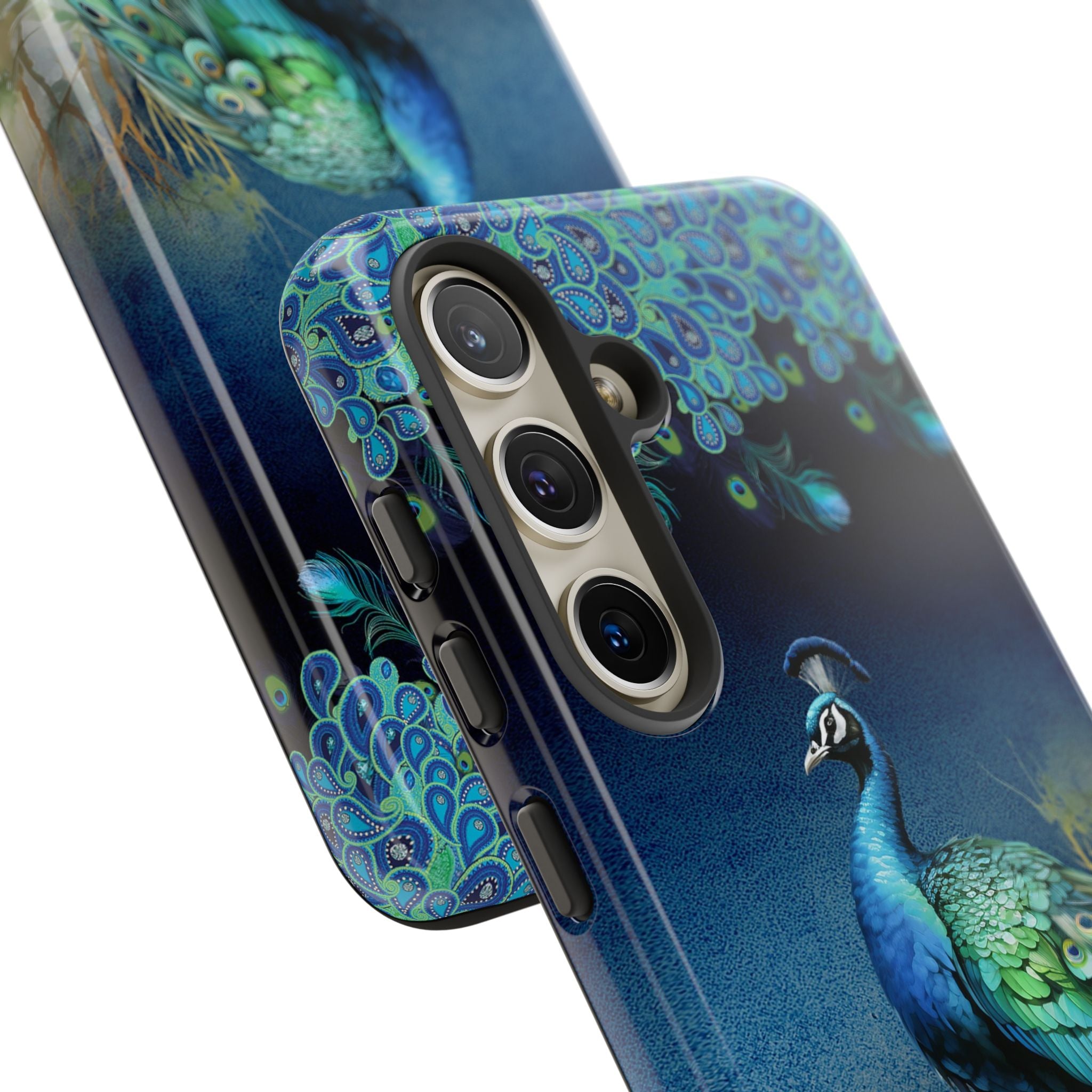 Peacock Art Phone Case – Vintage Blue Bird Tough Case