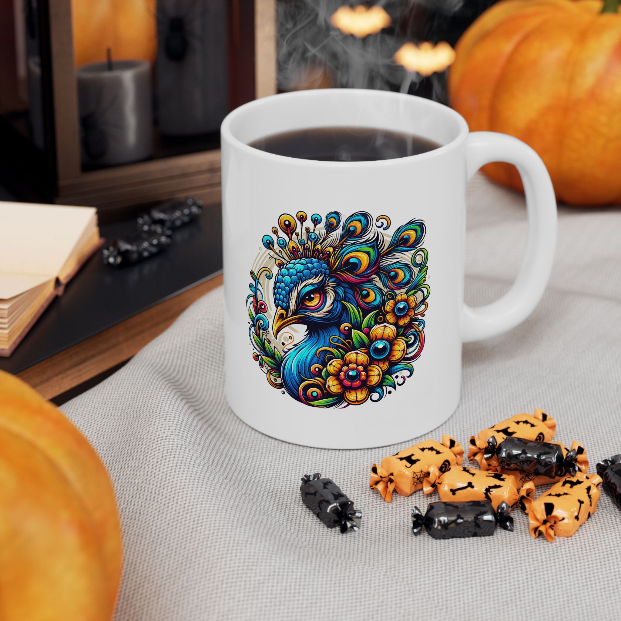 Colorful Peacock Ceramic Mug