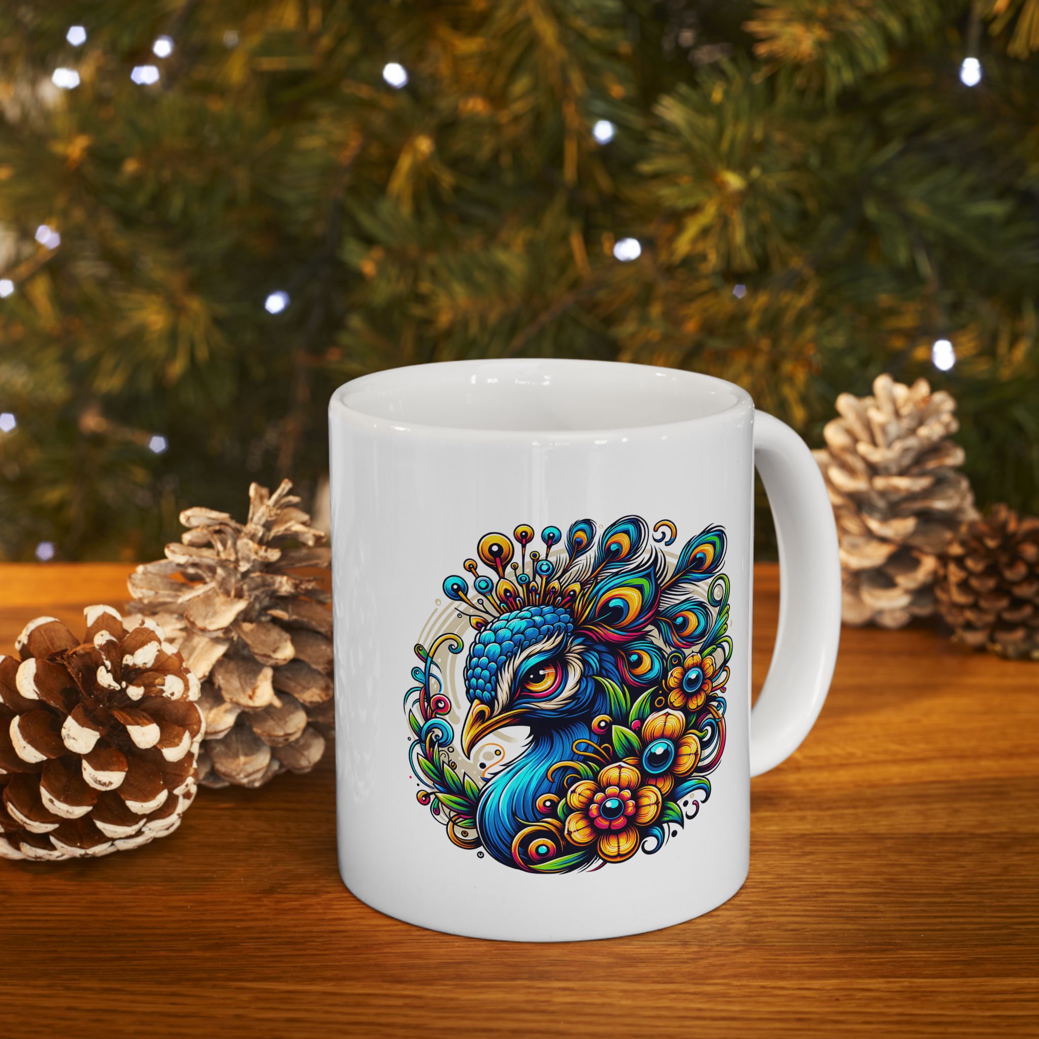 Colorful Peacock Ceramic Mug