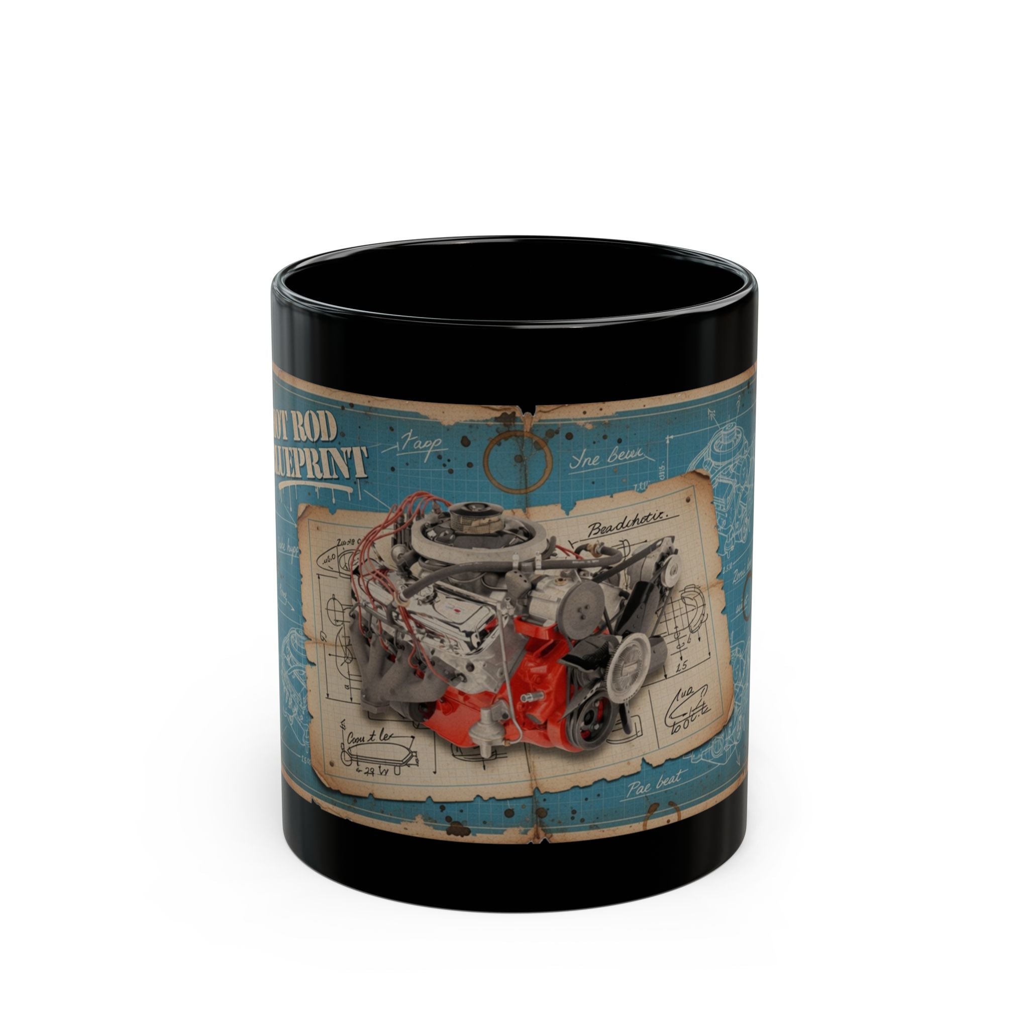 Black coffee mug with 1970 L88 Chevy Big Block engine. Guess the Engine #1