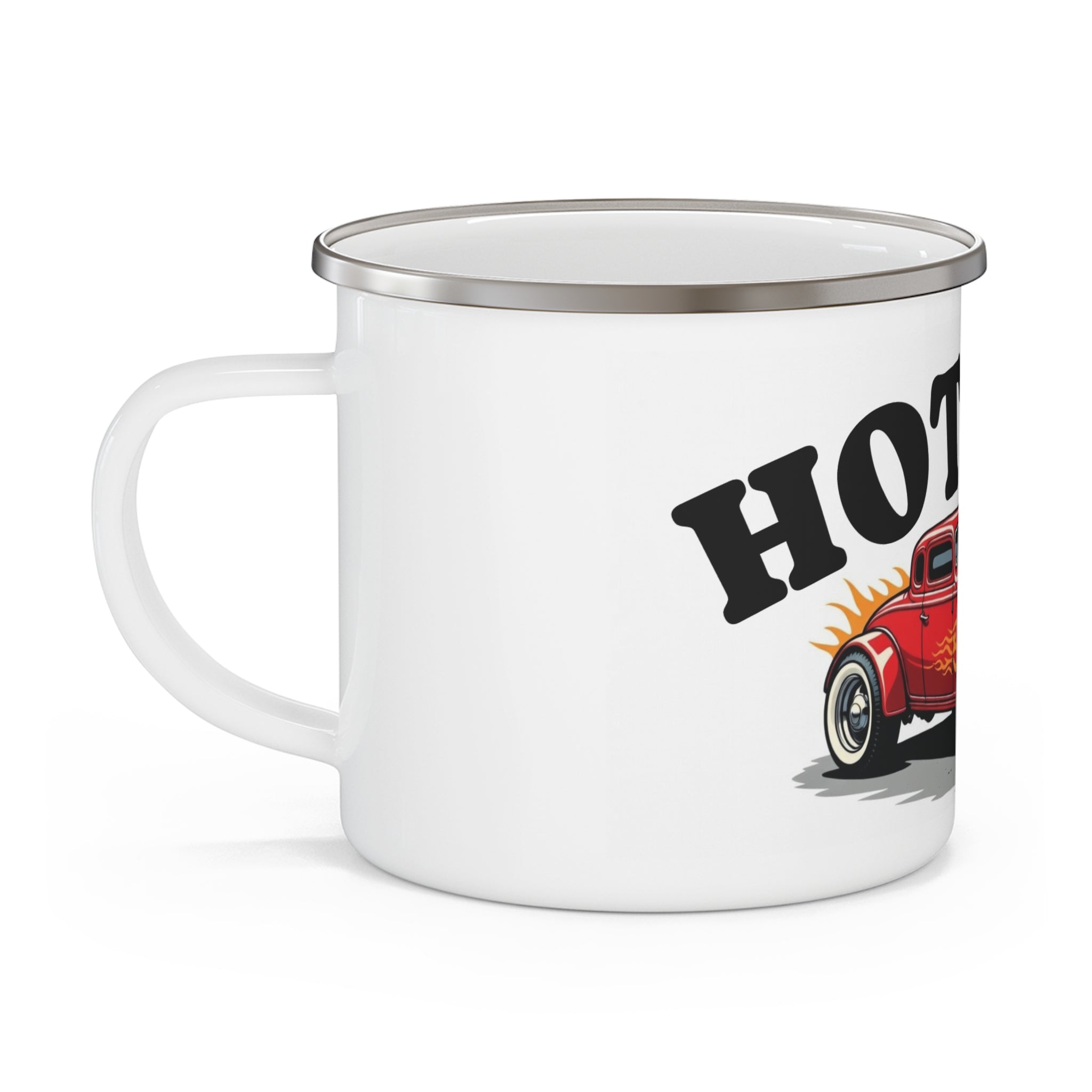Hot Rod Enamel Camping Mug — Retro Red Classic Car perfect for Father's Day!