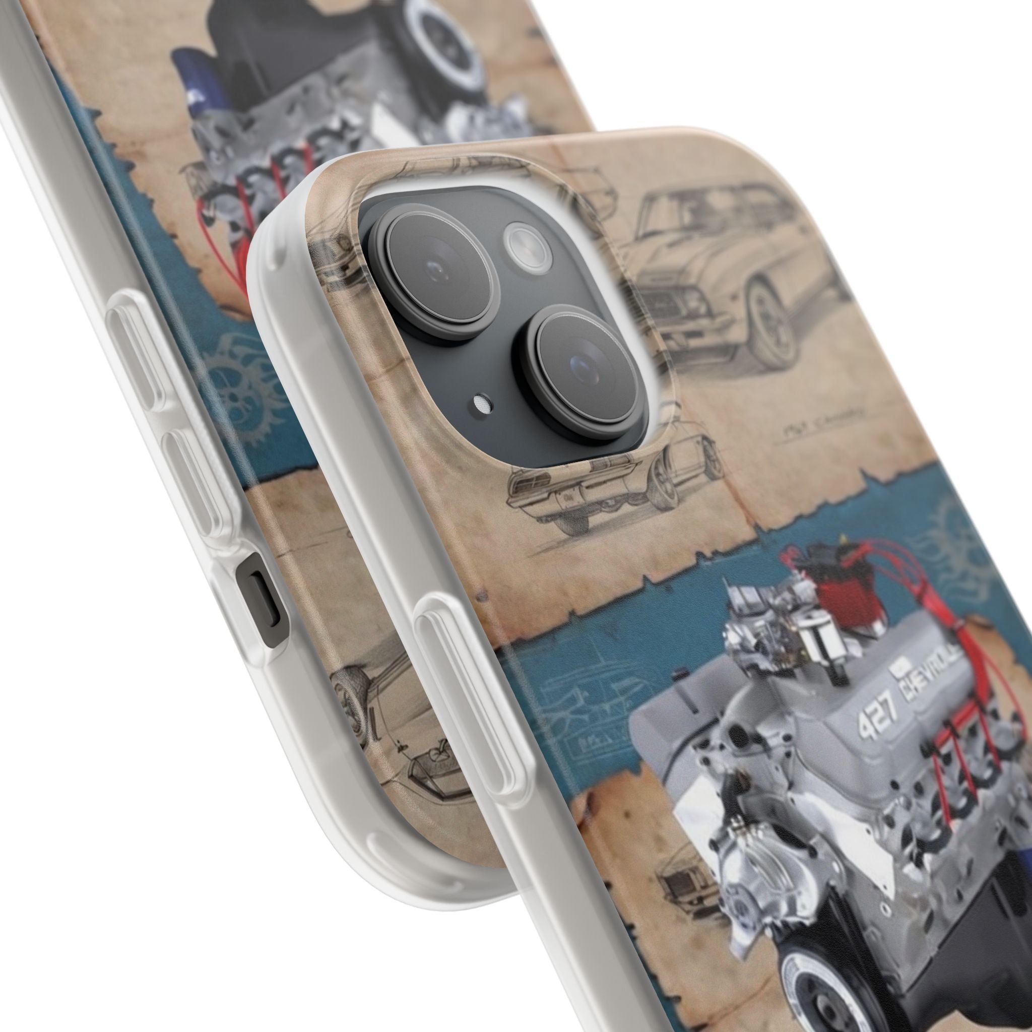 Built to Rumble Chevy 427 ZL1 Blueprint Phone Case - Retro Engine Design