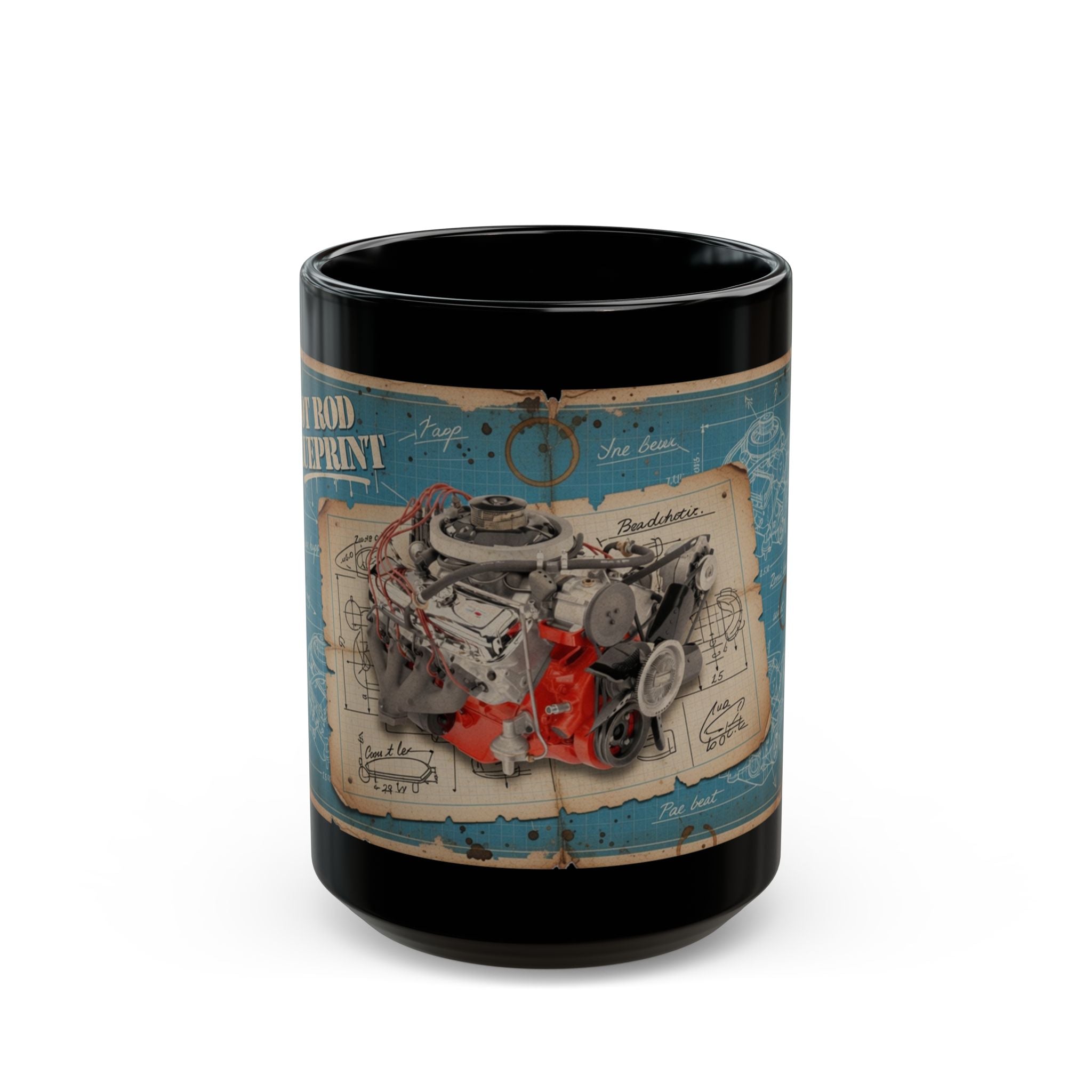 Black coffee mug with 1970 L88 Chevy Big Block engine. Guess the Engine #1