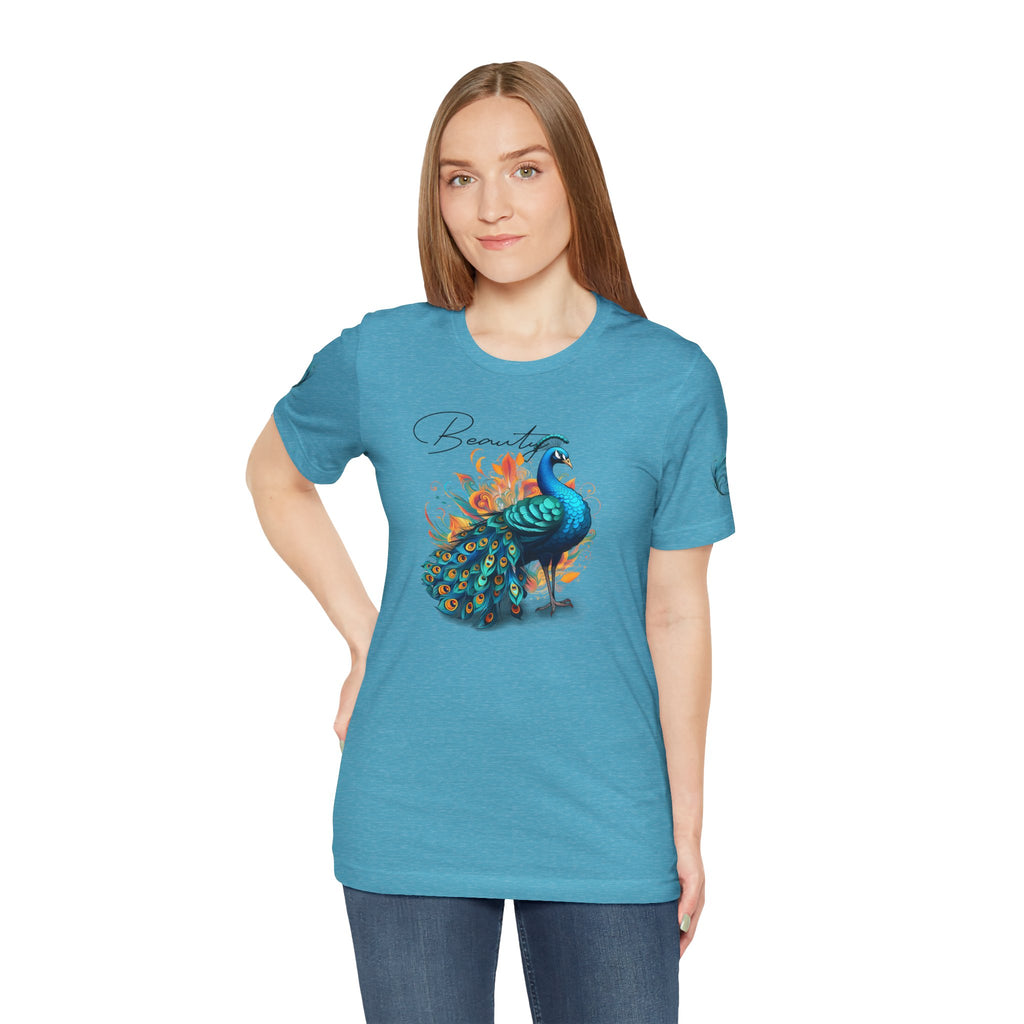 Peacock Beauty Tee — Colorful Peacock Graphic T-Shirt