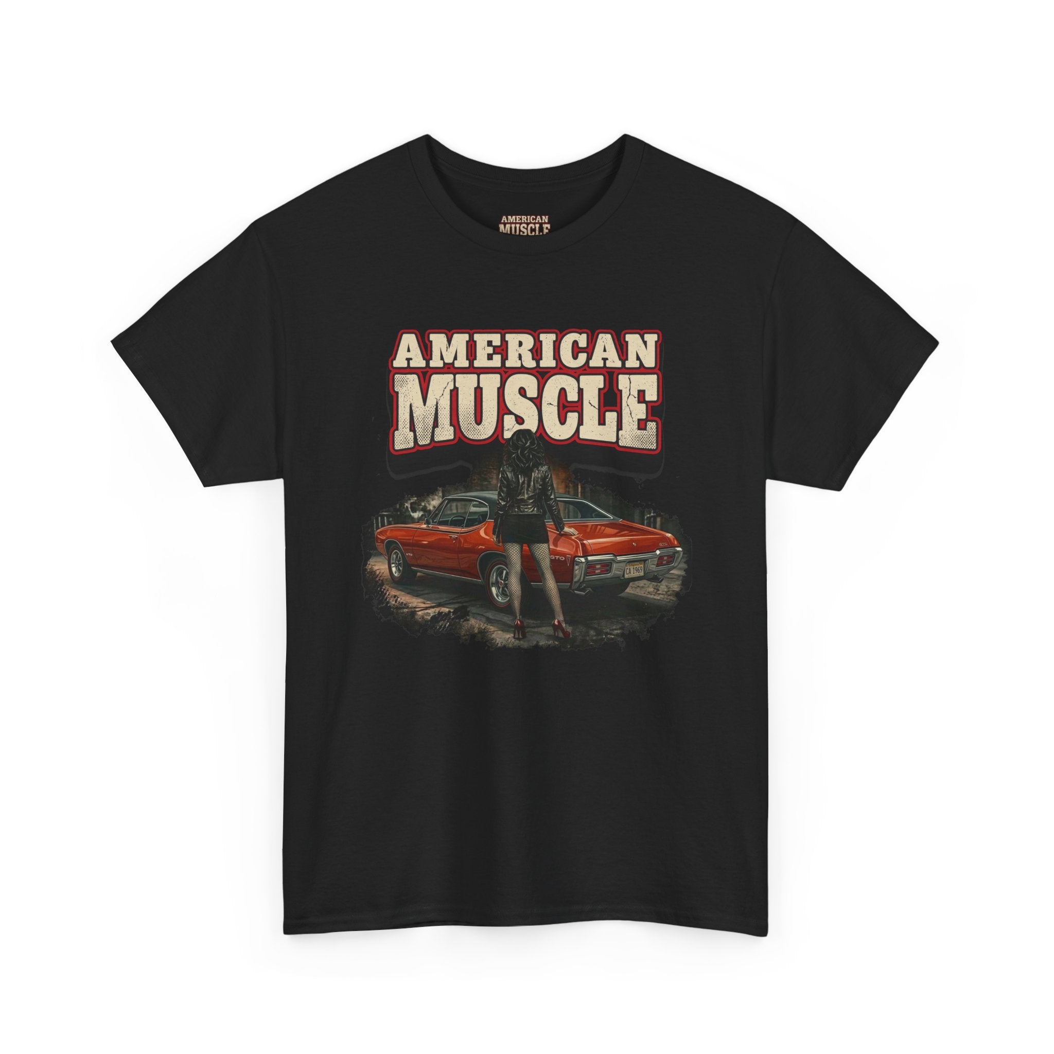 Black t-shirt with a 1969 Pontiac GTO