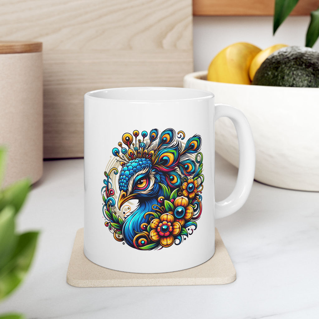 Colorful Peacock Ceramic Mug