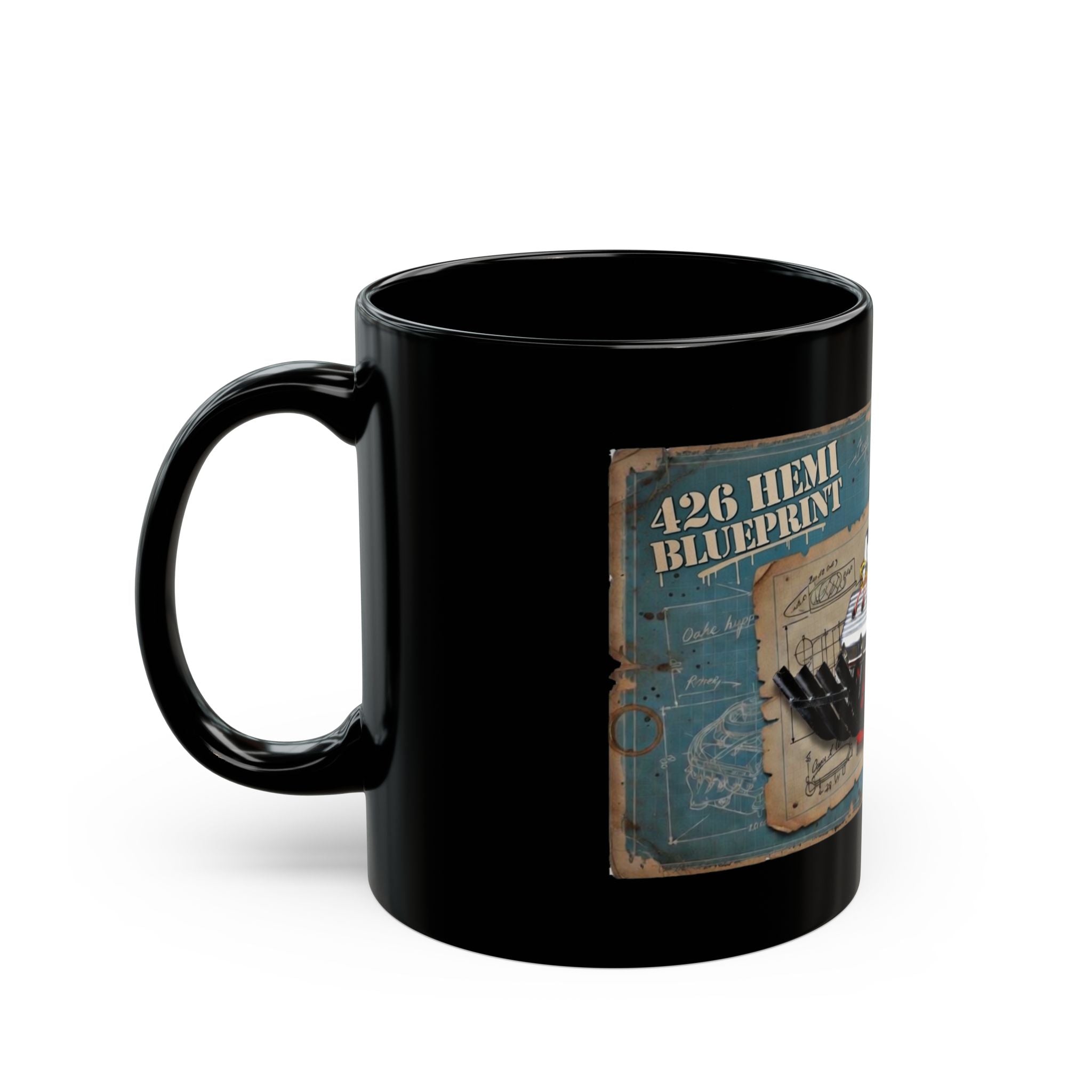 426 HEMI Engine Blueprint Black Mug