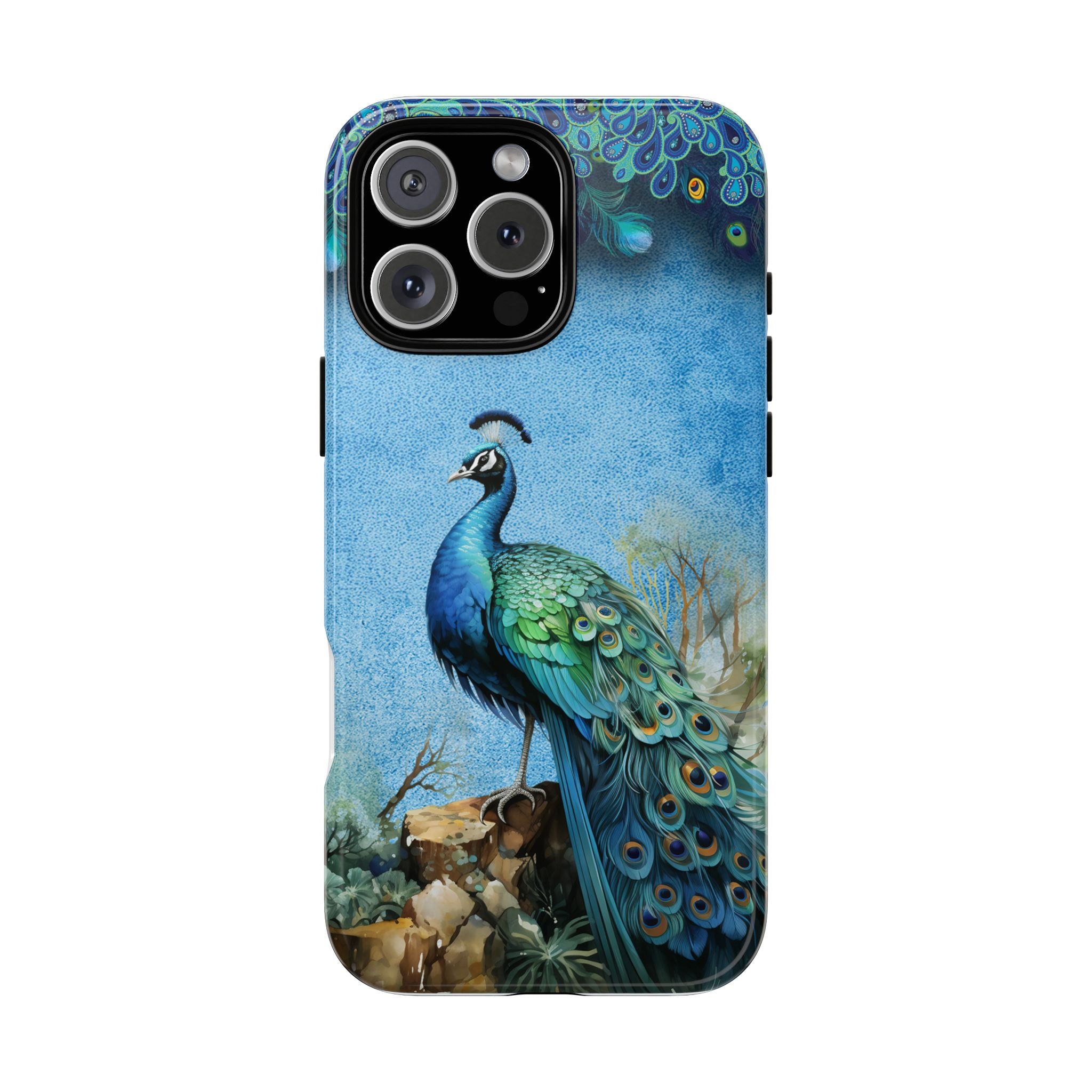 Peacock Art Phone Case – Vintage Blue Bird Tough Case