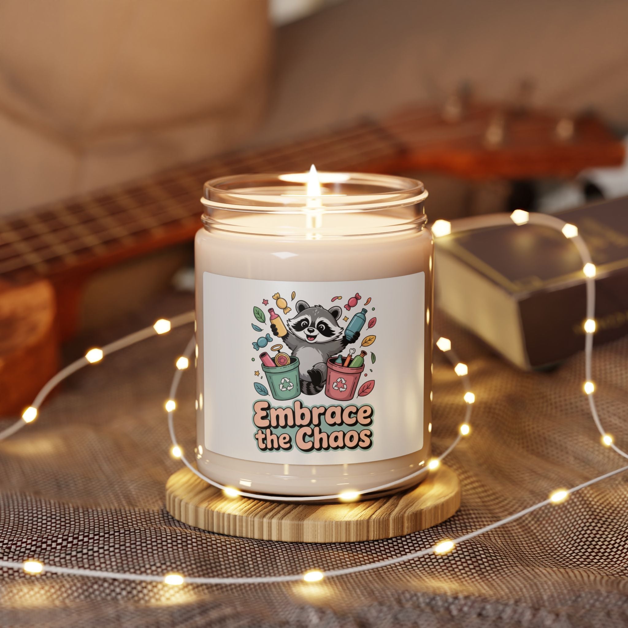 Embrace the Chaos Raccoon Candle, Soy Jar | Trash Panda Christmas, Cute Holiday