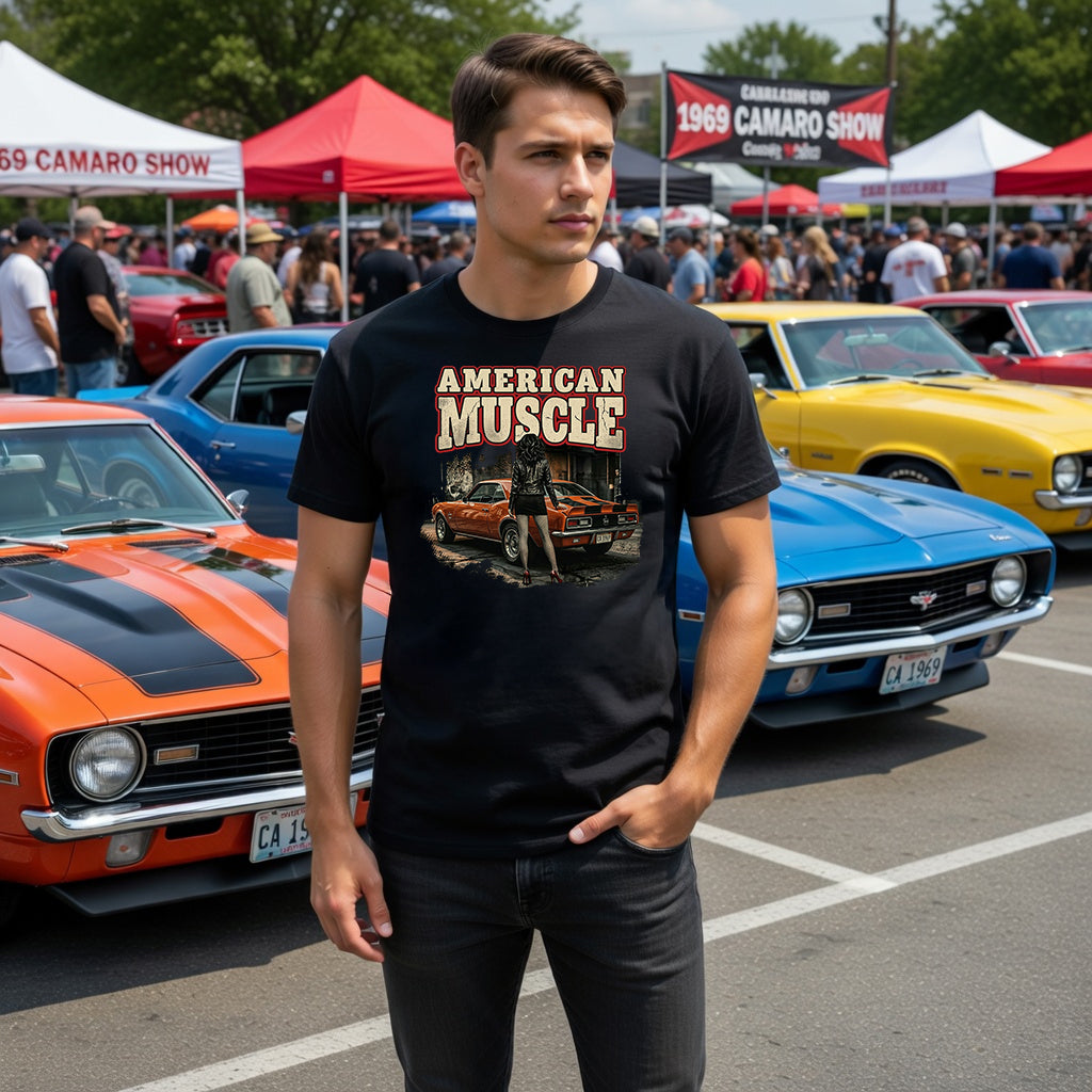 American Muscle 1969 Chevrolet Camaro Tee - Vintage Car Graphic T-Shirt