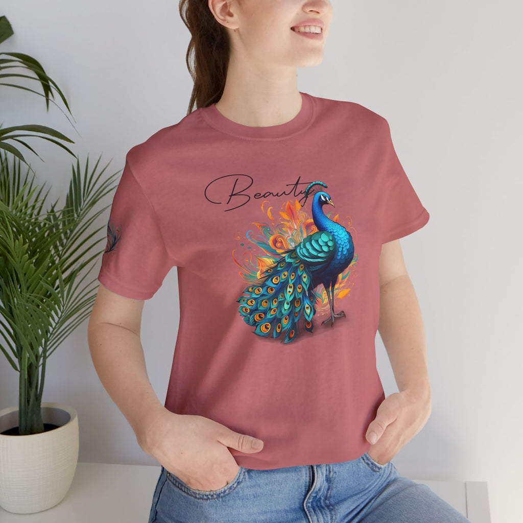 Peacock Beauty Tee — Colorful Peacock Graphic T-Shirt