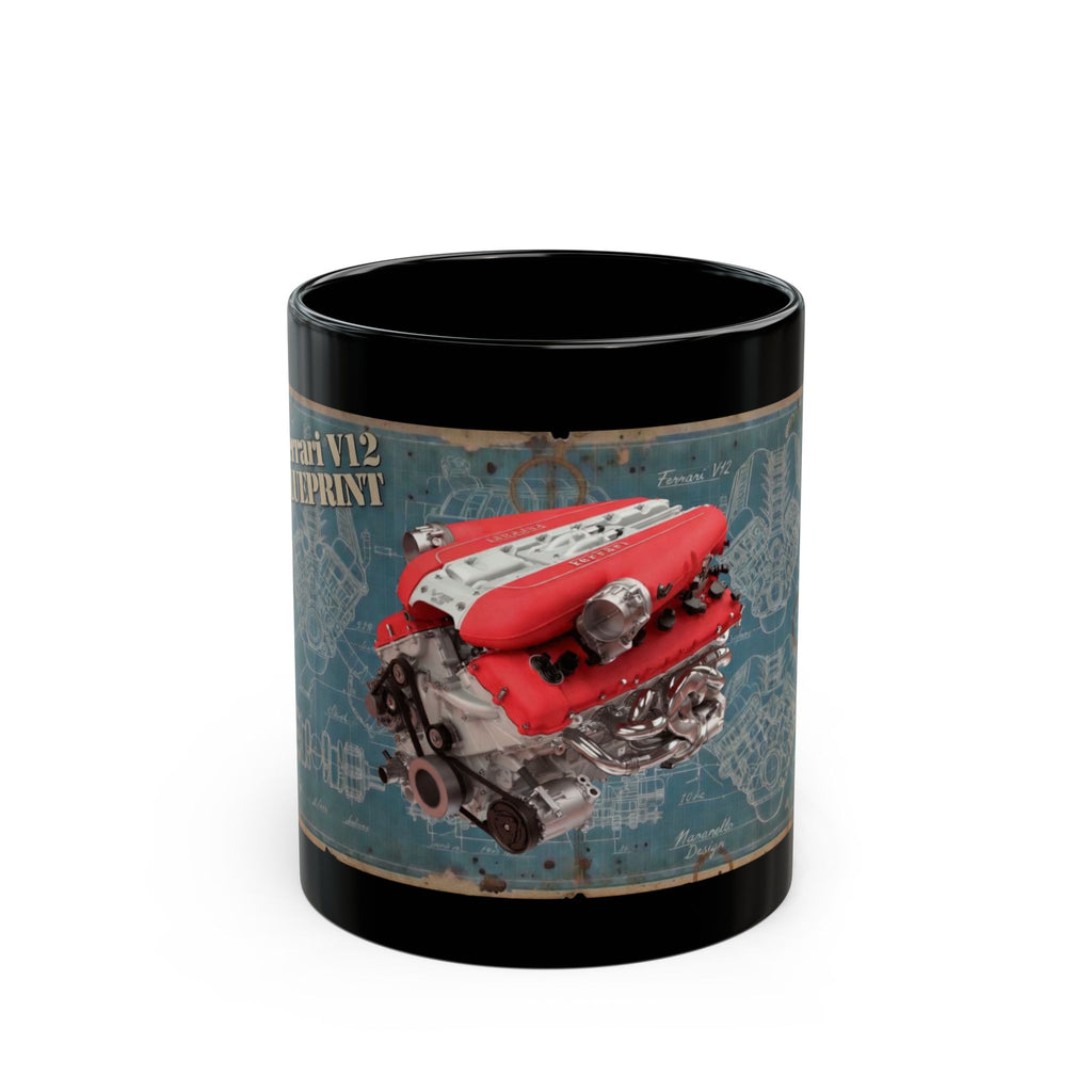 Guess the Engine - #5 Ferrari V12 Engine Blueprint Mug – Classic Car Mechanic Coffee Cup (11oz/15oz)