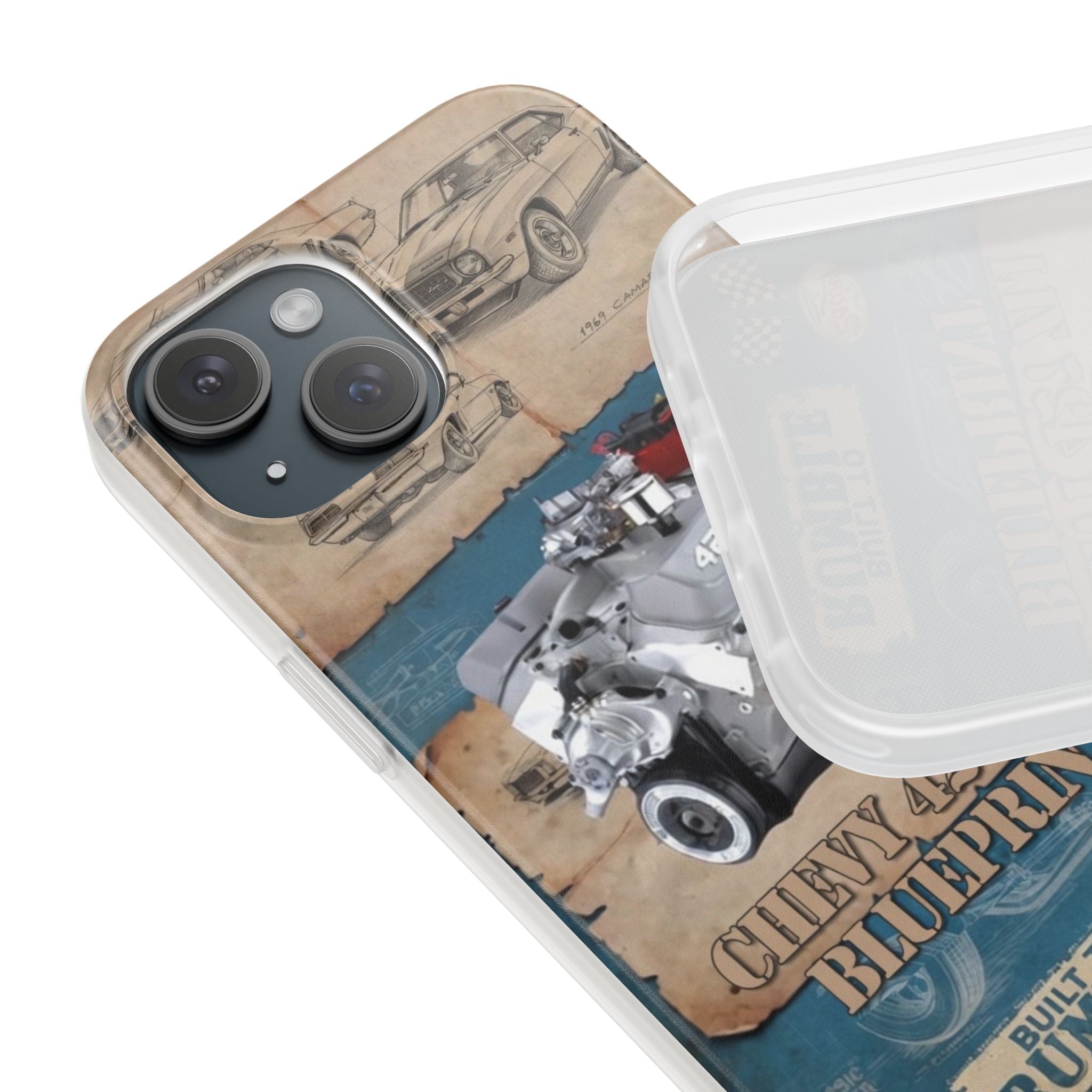 Built to Rumble Chevy 427 ZL1 Blueprint Phone Case - Retro Engine Design