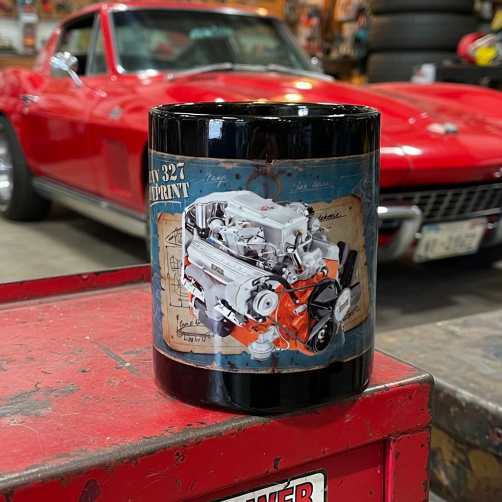 Chevrolet 327 engine blueprint mug