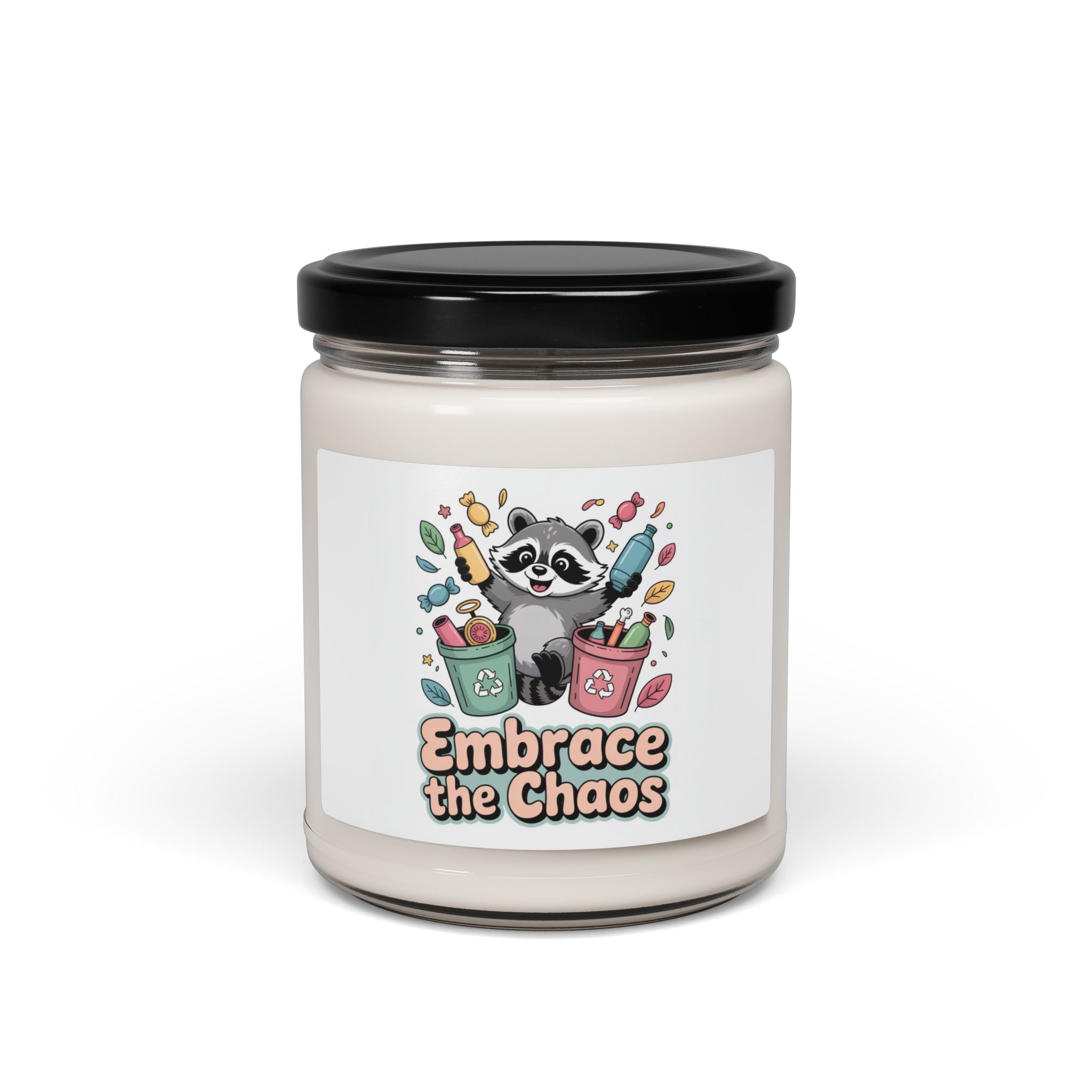 Embrace the Chaos Raccoon Candle, Soy Jar | Trash Panda Christmas, Cute Holiday