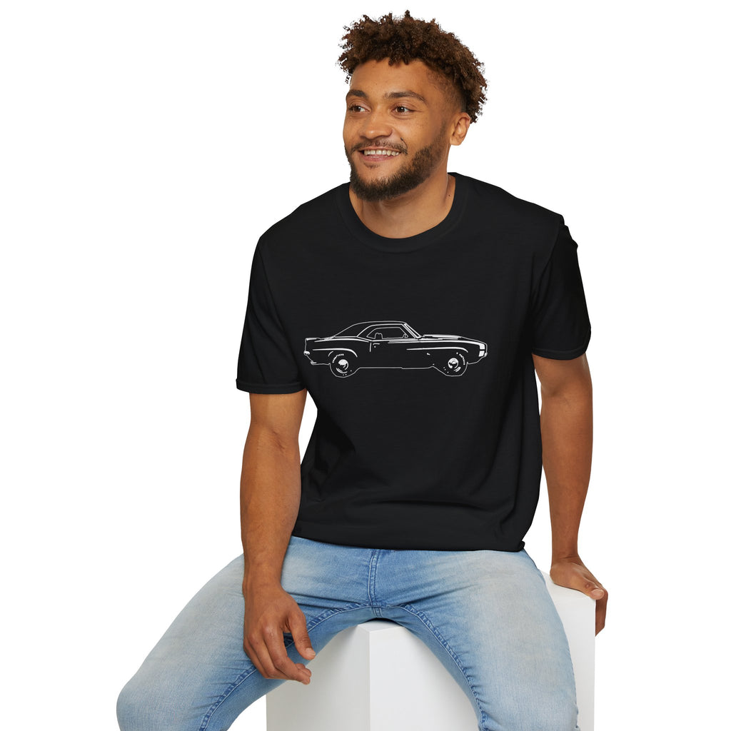 Classic Muscle Car Tee – Minimal Vintage Camaro Outline Graphic T-Shirt