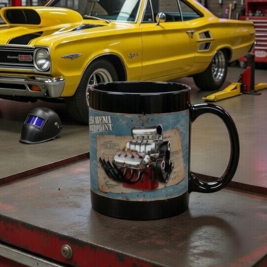 426 HEMI Engine Blueprint Black Mug
