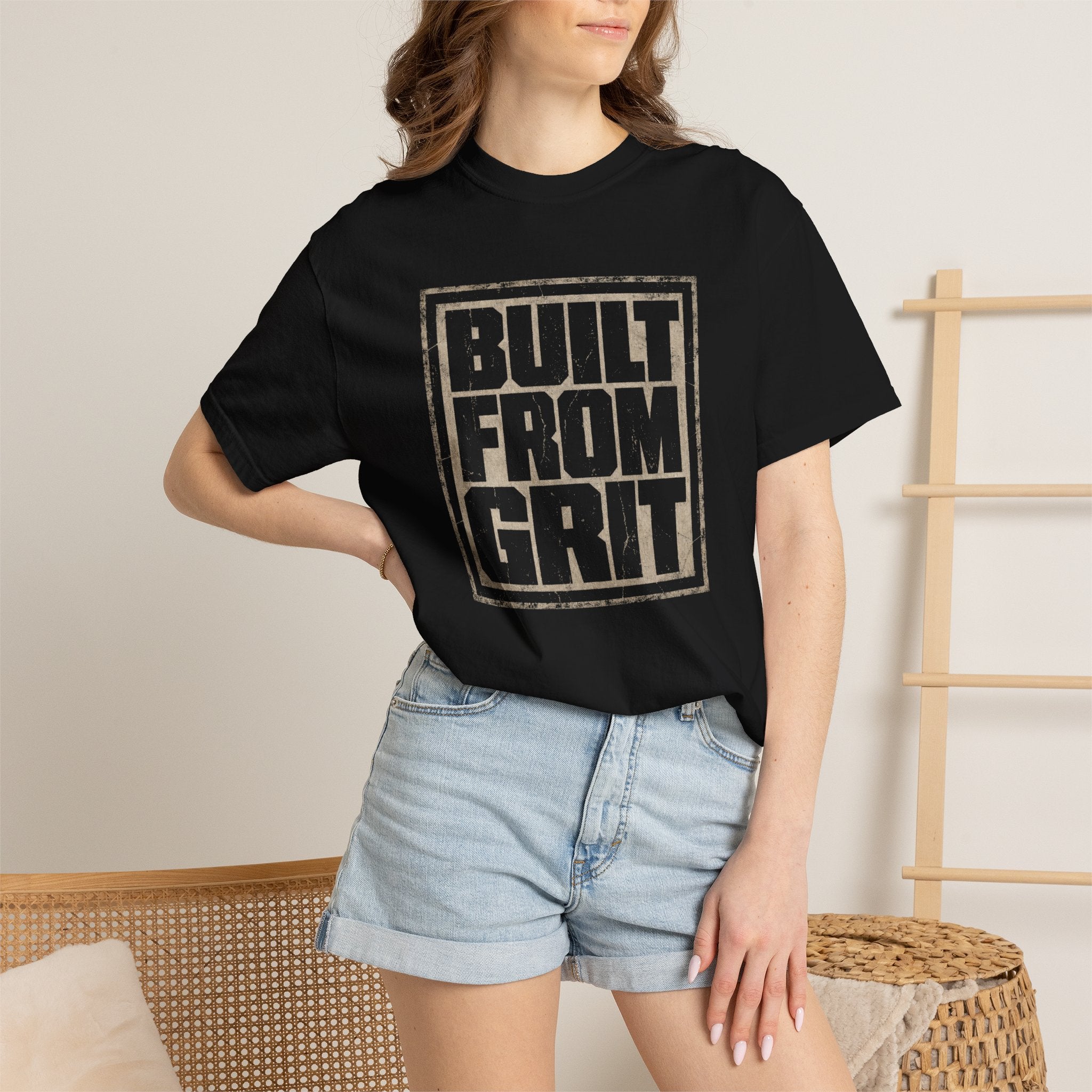 Built From Grit T-Shirt — Vintage Distressed Motivational Tee