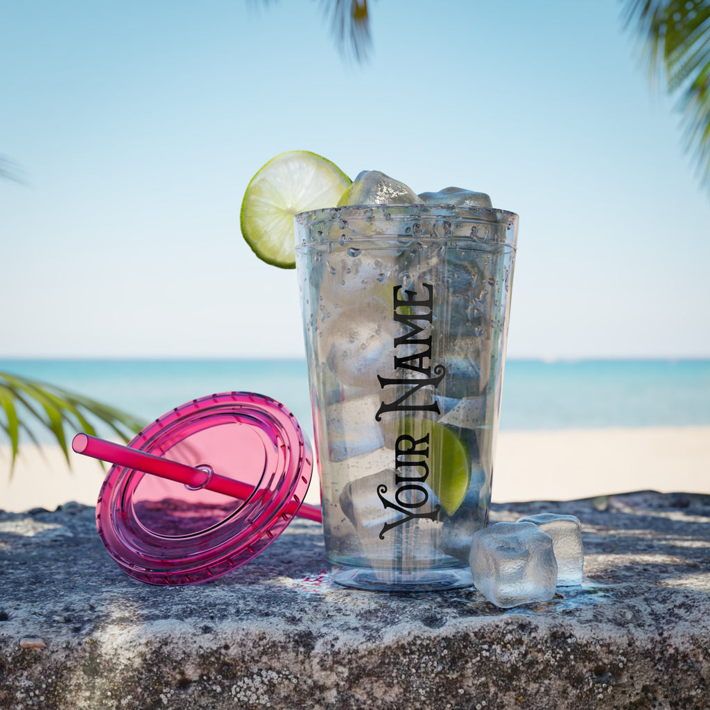 Personalized Sunsplash 16oz Clear Tumbler with Straw – Perfect for Any Drink