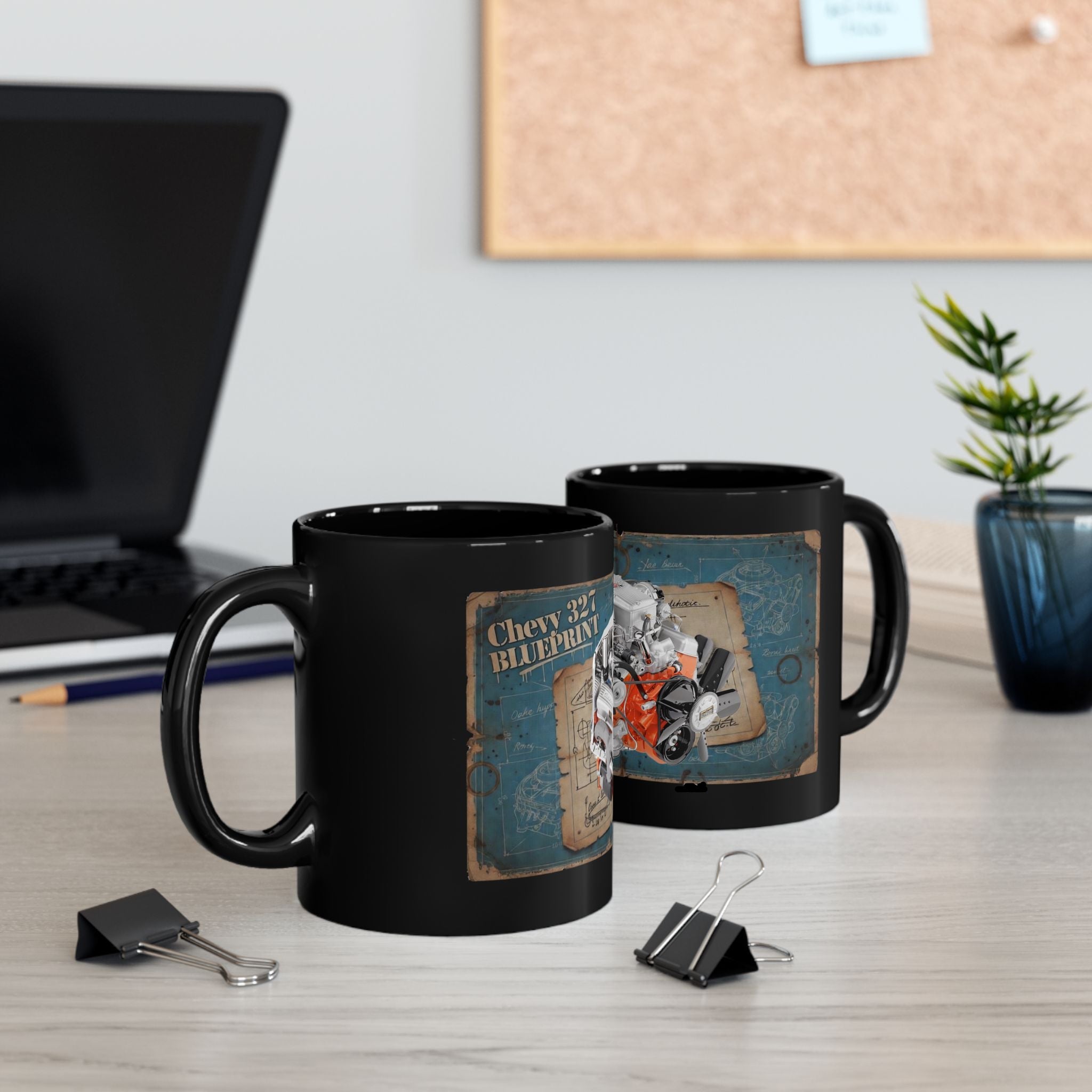 Chevrolet 327 engine blueprint mug