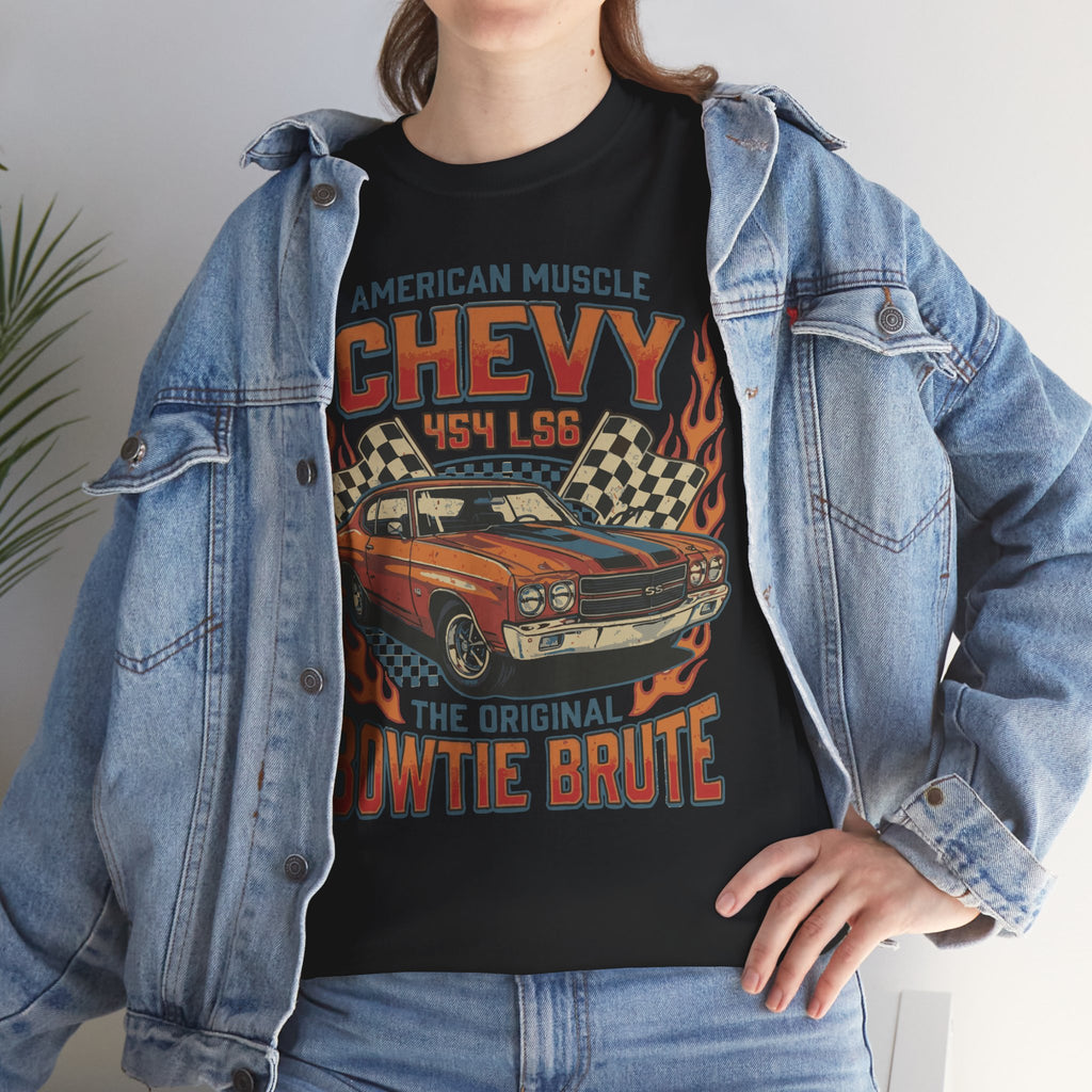 Chevy Bowtie Brute Muscle Car T‑Shirt – American Muscle Vintage Racing Tee