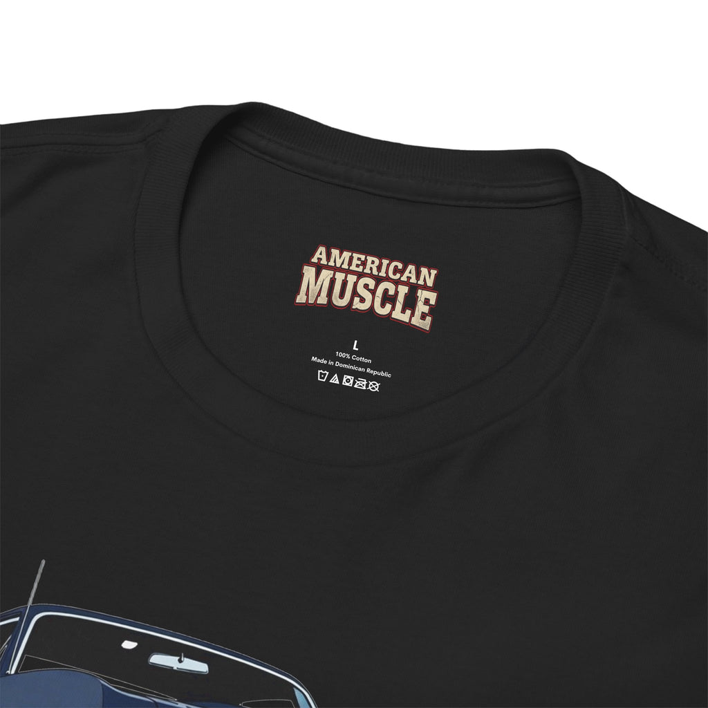 Black t-shirt with 'American Muscle' logo on a white background