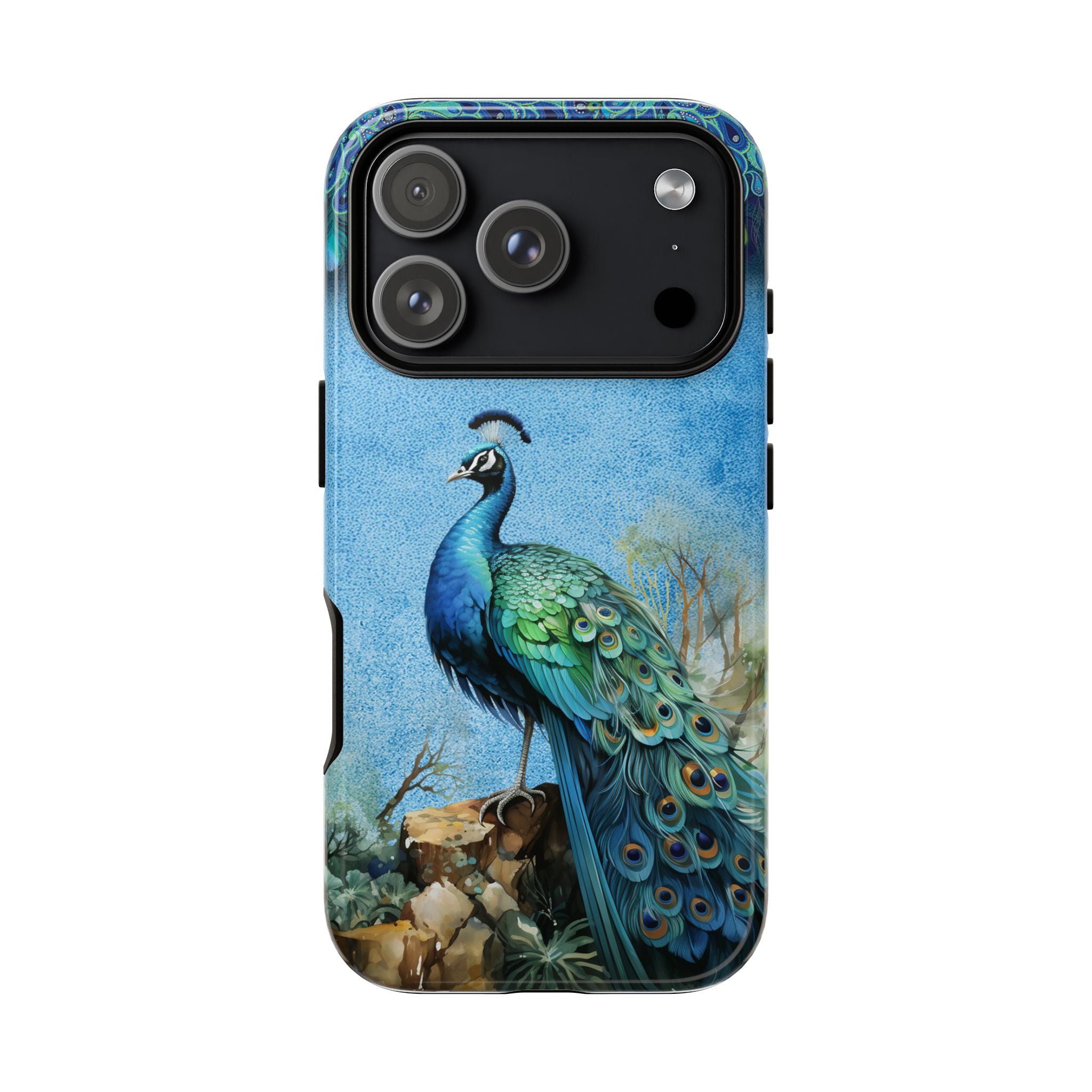 Peacock Art Phone Case – Vintage Blue Bird Tough Case