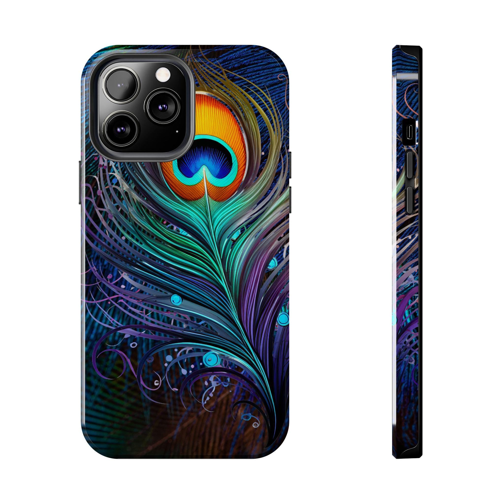 Vibrant Peacock Phone Case, Artistic Tough Phone Case, Unique Phone Cover for Her, Colorful Gift, Boho Style Accessories