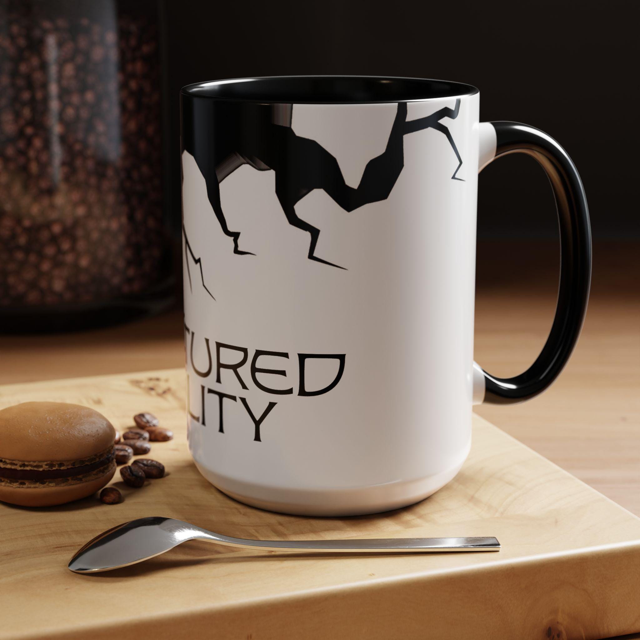 Artistic Design mug - Fractured Reality Coffee Mug: Unique Black & White Art Design